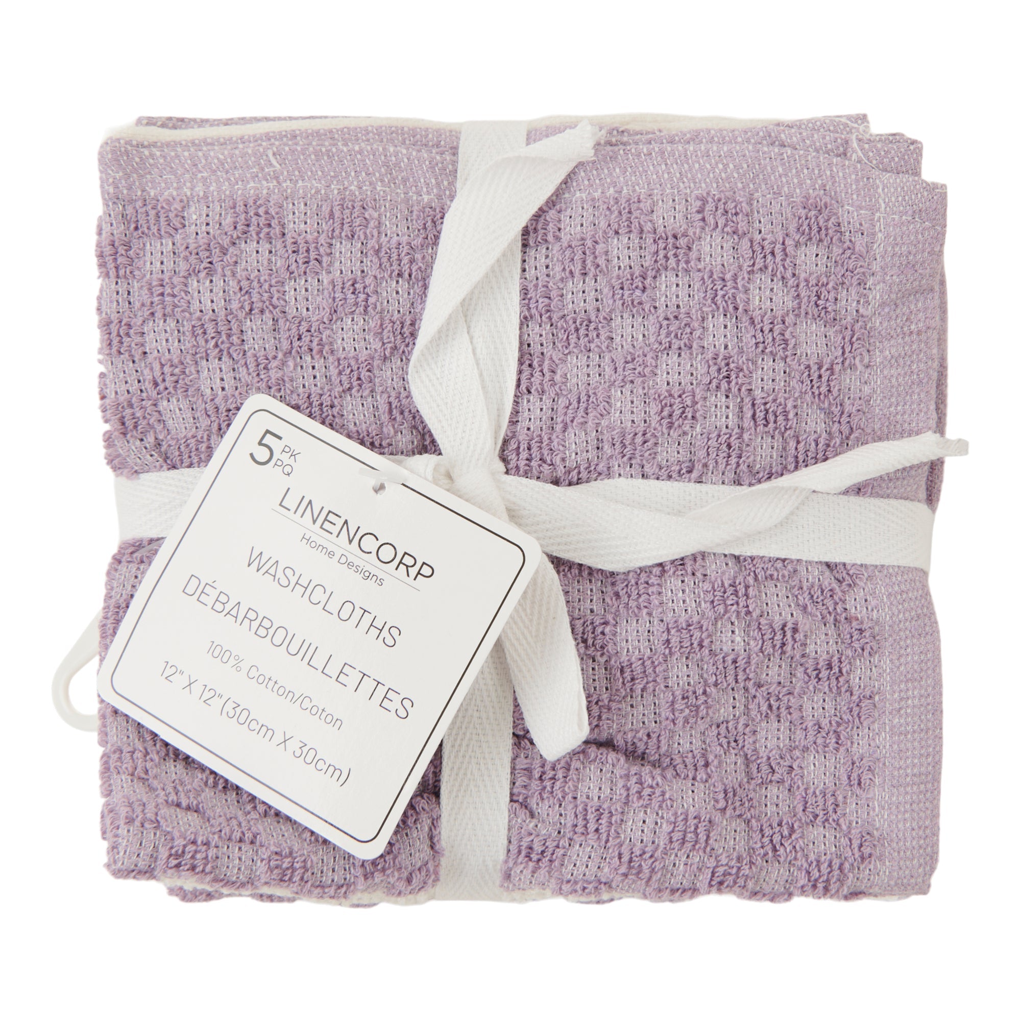 LINENCORP Cotton Facecloths, 5 Pack