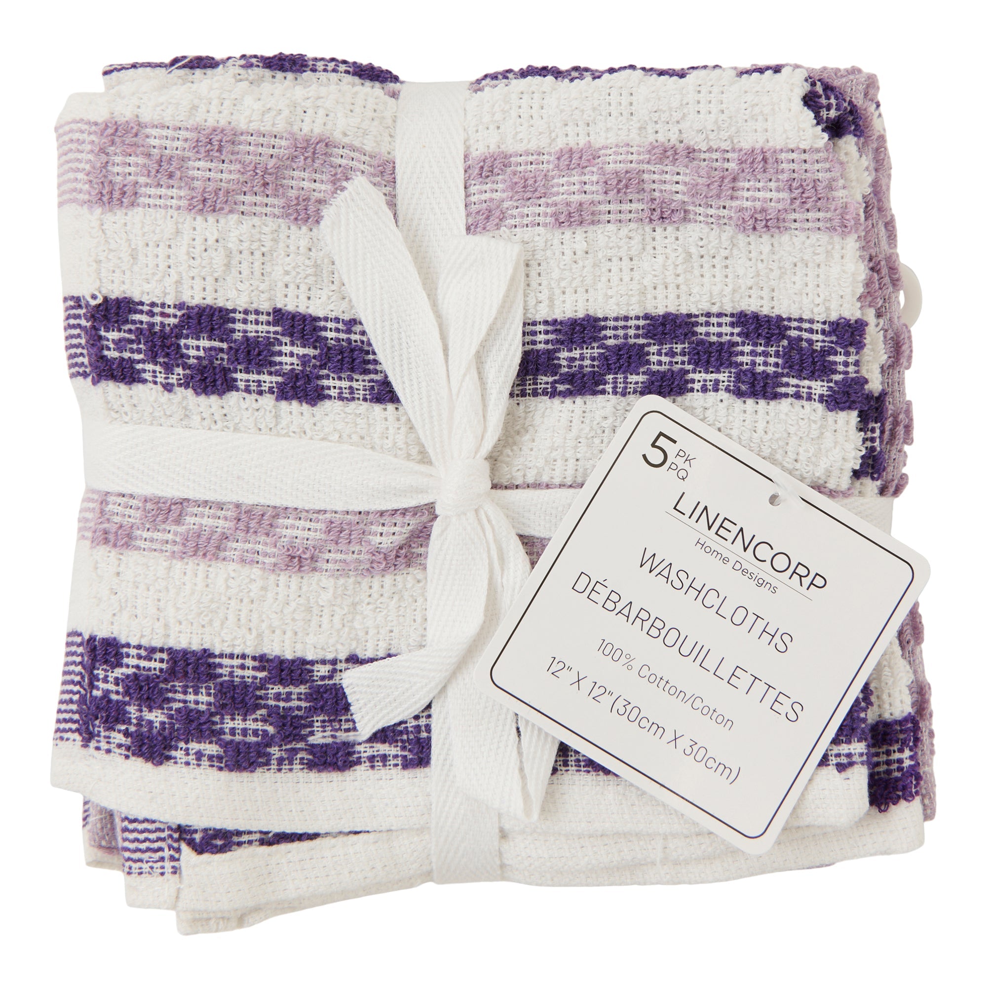 LINENCORP Cotton Facecloths, 5 Pack