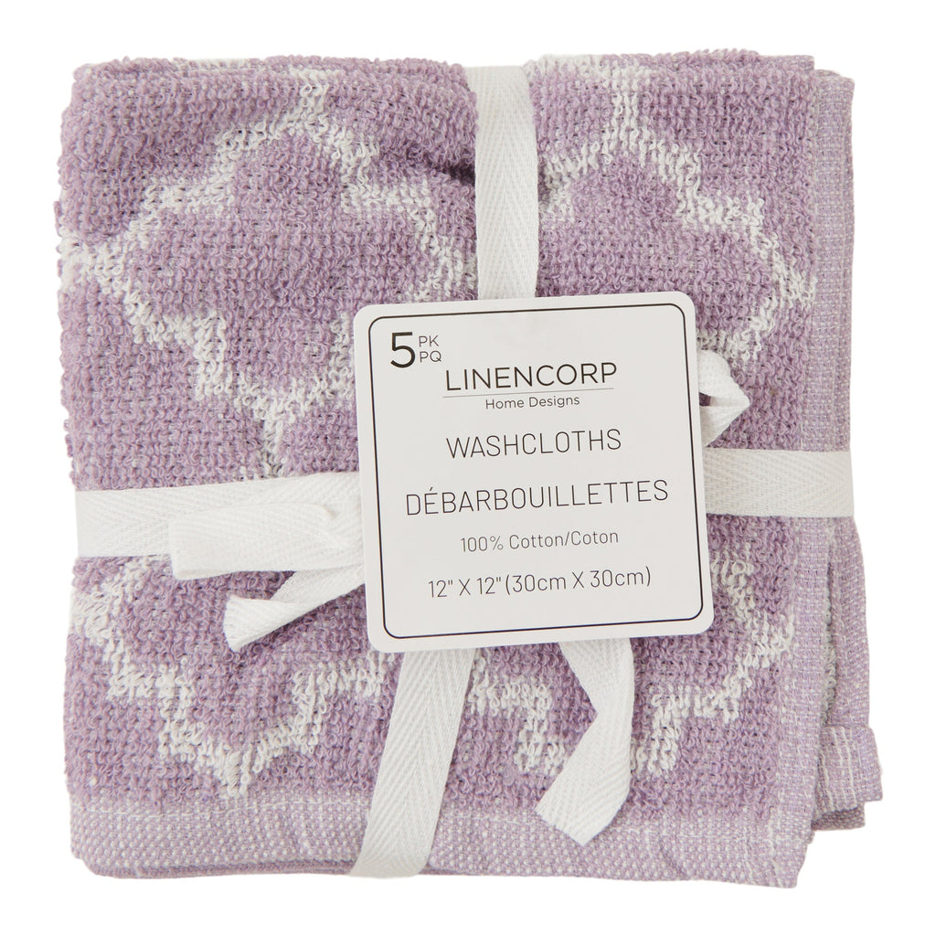 LINENCORP Cotton Facecloths, 5 Pack