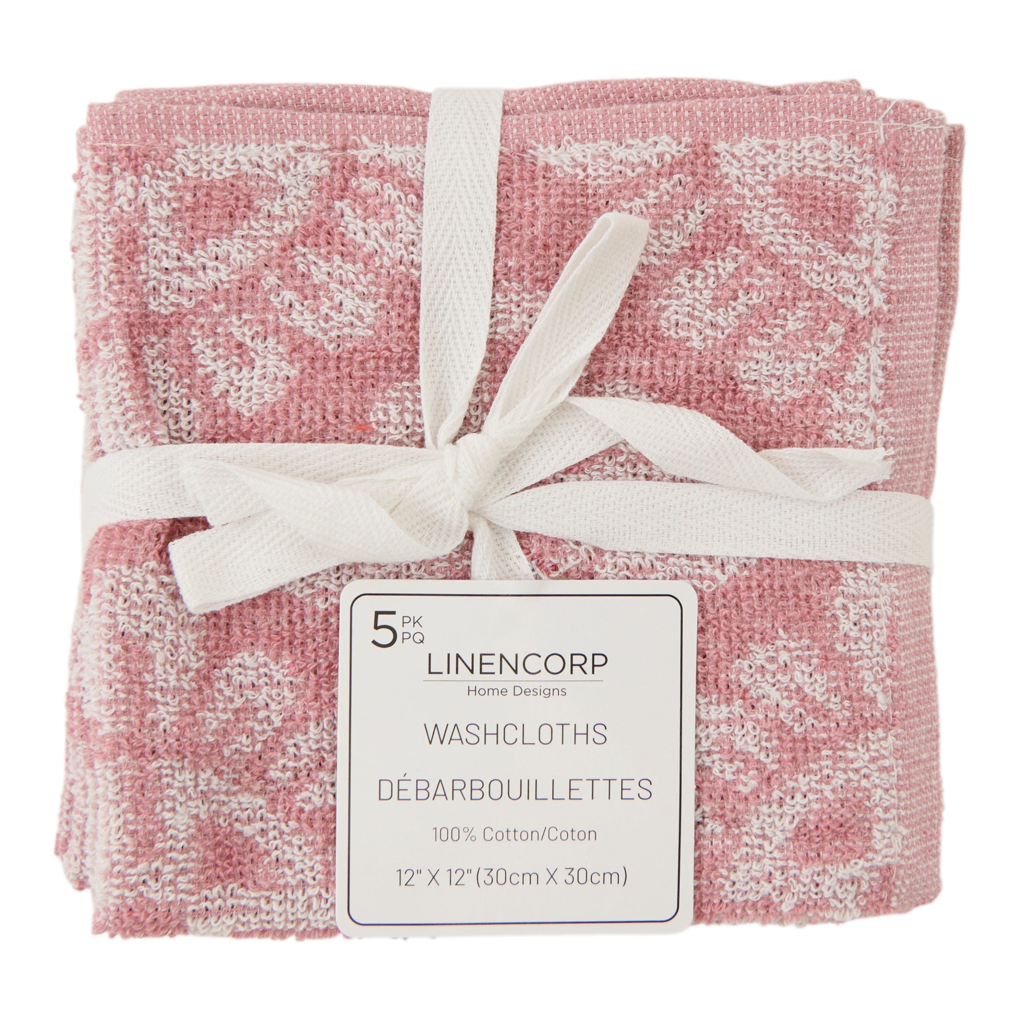 LINENCORP Cotton Facecloths, 5 Pack