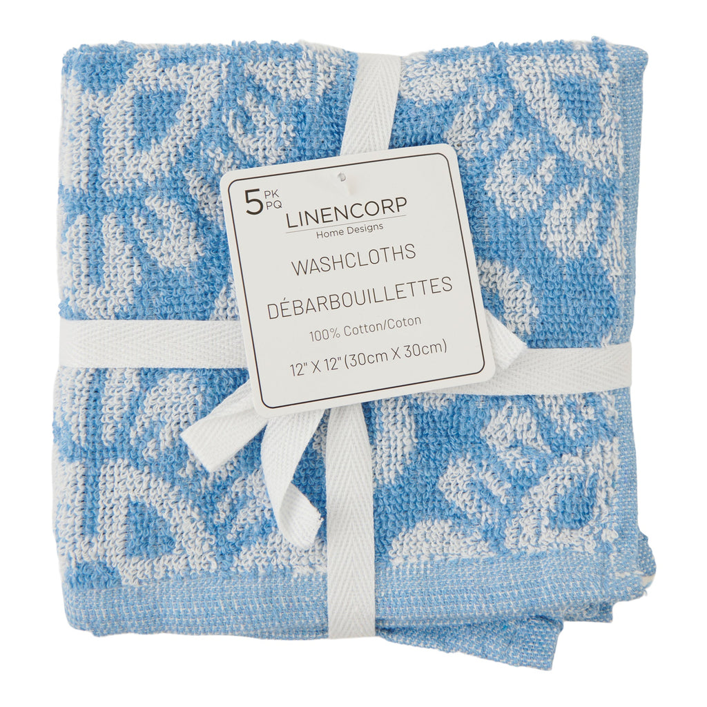LINENCORP Cotton Facecloths, 5 Pack