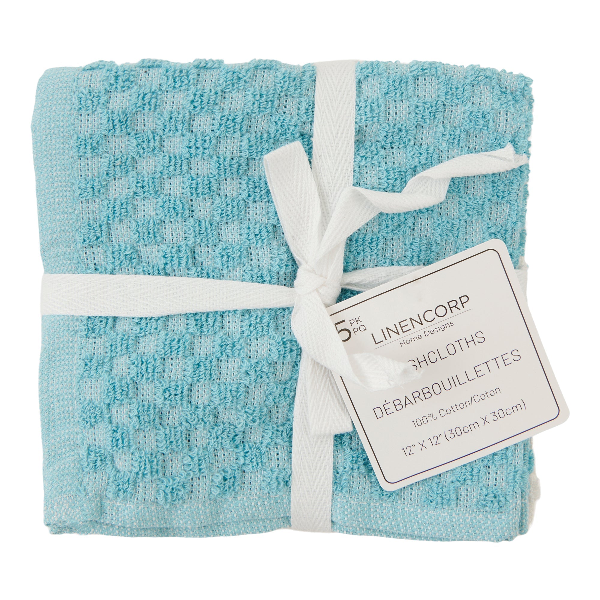 LINENCORP Cotton Facecloths, 5 Pack