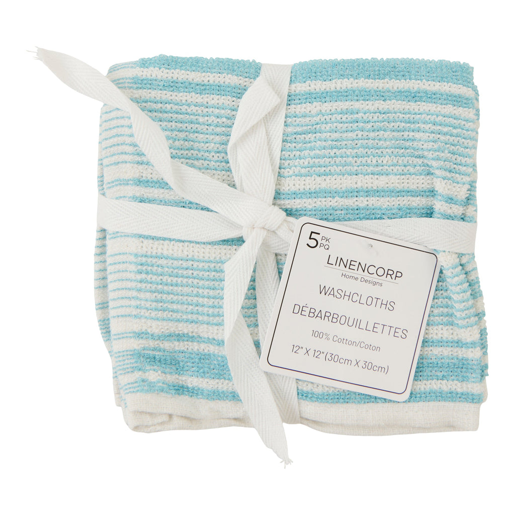 LINENCORP Cotton Facecloths, 5 Pack