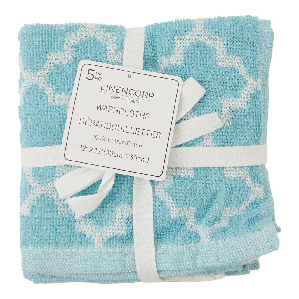 LINENCORP Cotton Facecloths, 5 Pack