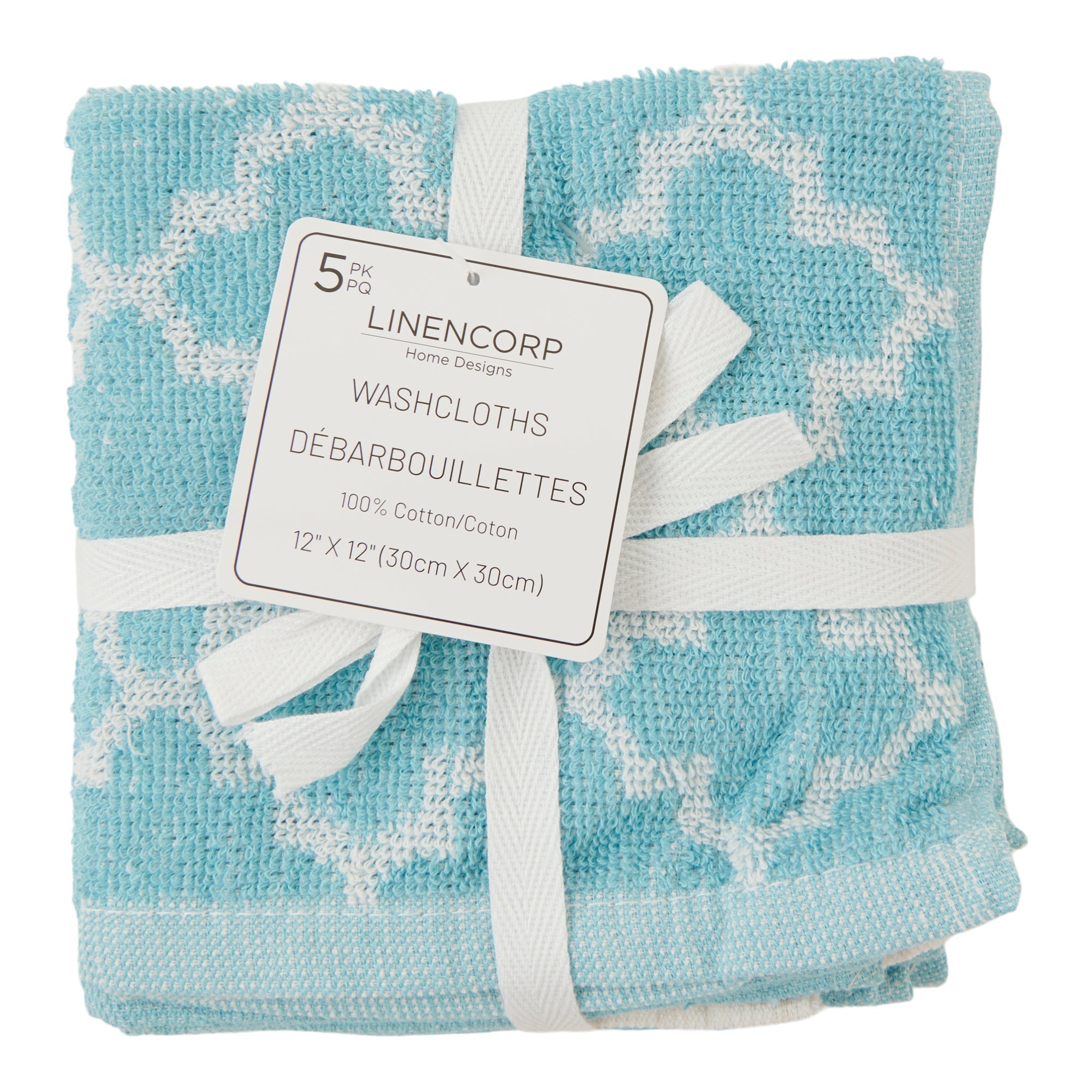 LINENCORP Cotton Facecloths, 5 Pack