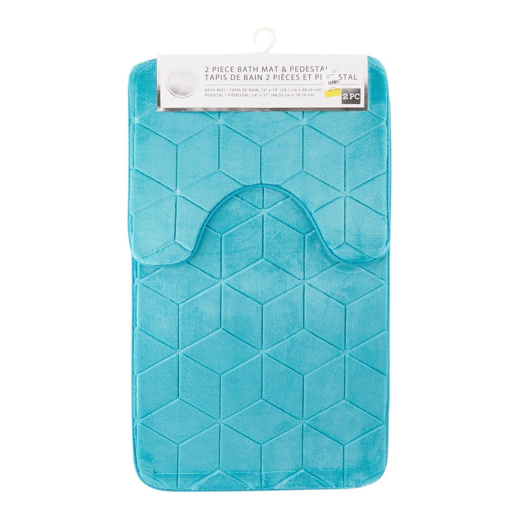 Johnson Home Velvet Bath Mat Set, Assorted, 2 Piece