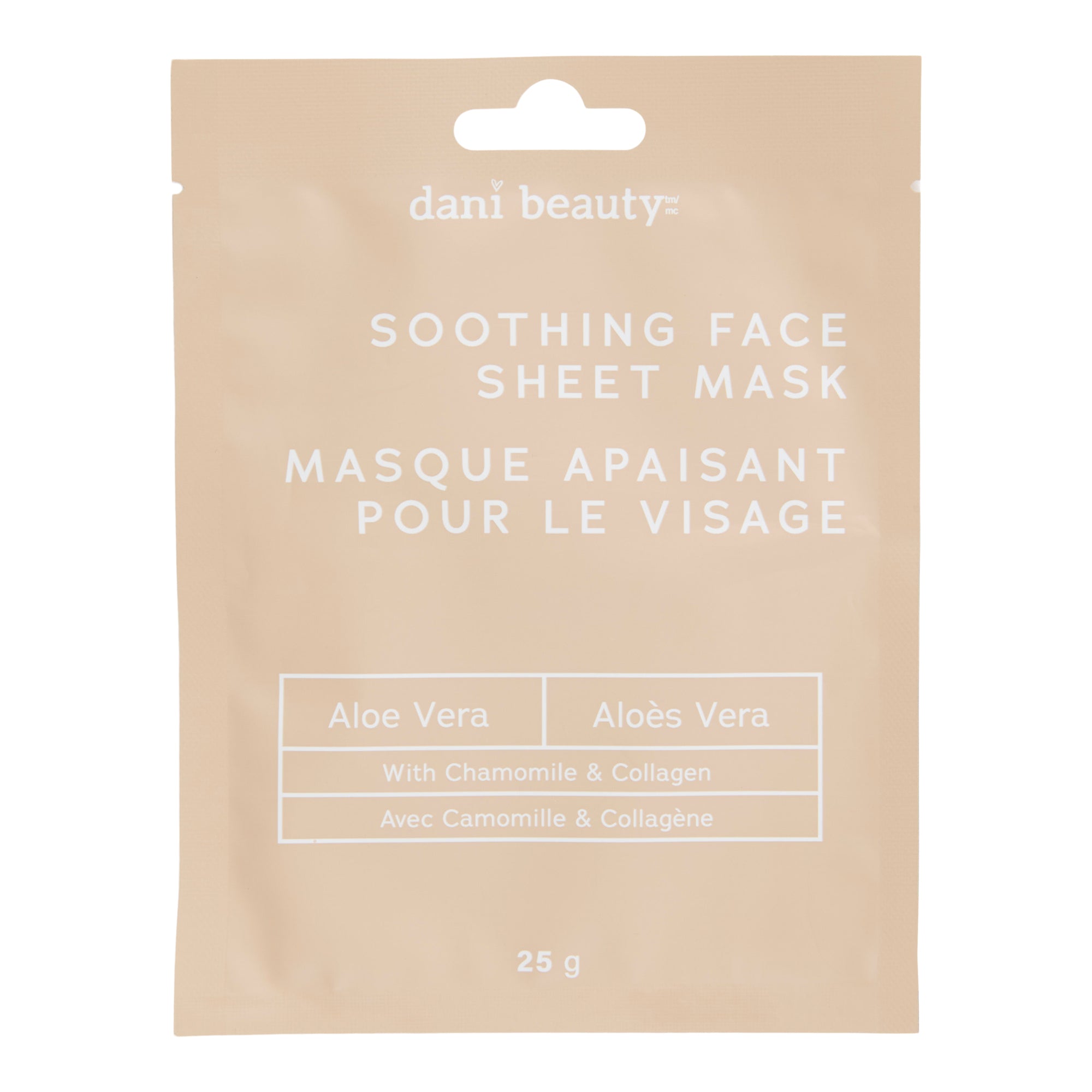 Masque en feuille au collagène et à l'aloès dani beauty