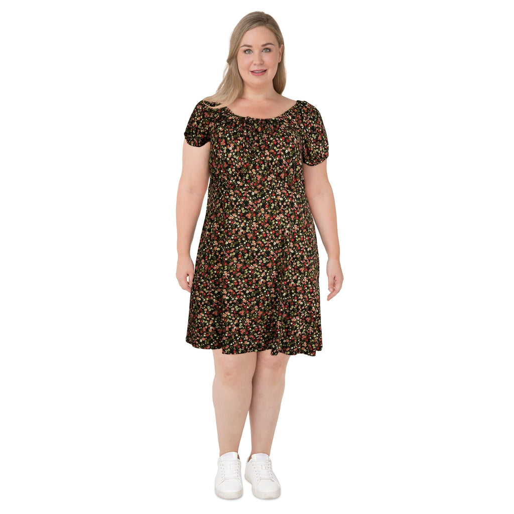 mySTYLE Women's Plus Puff Sleeve Dress