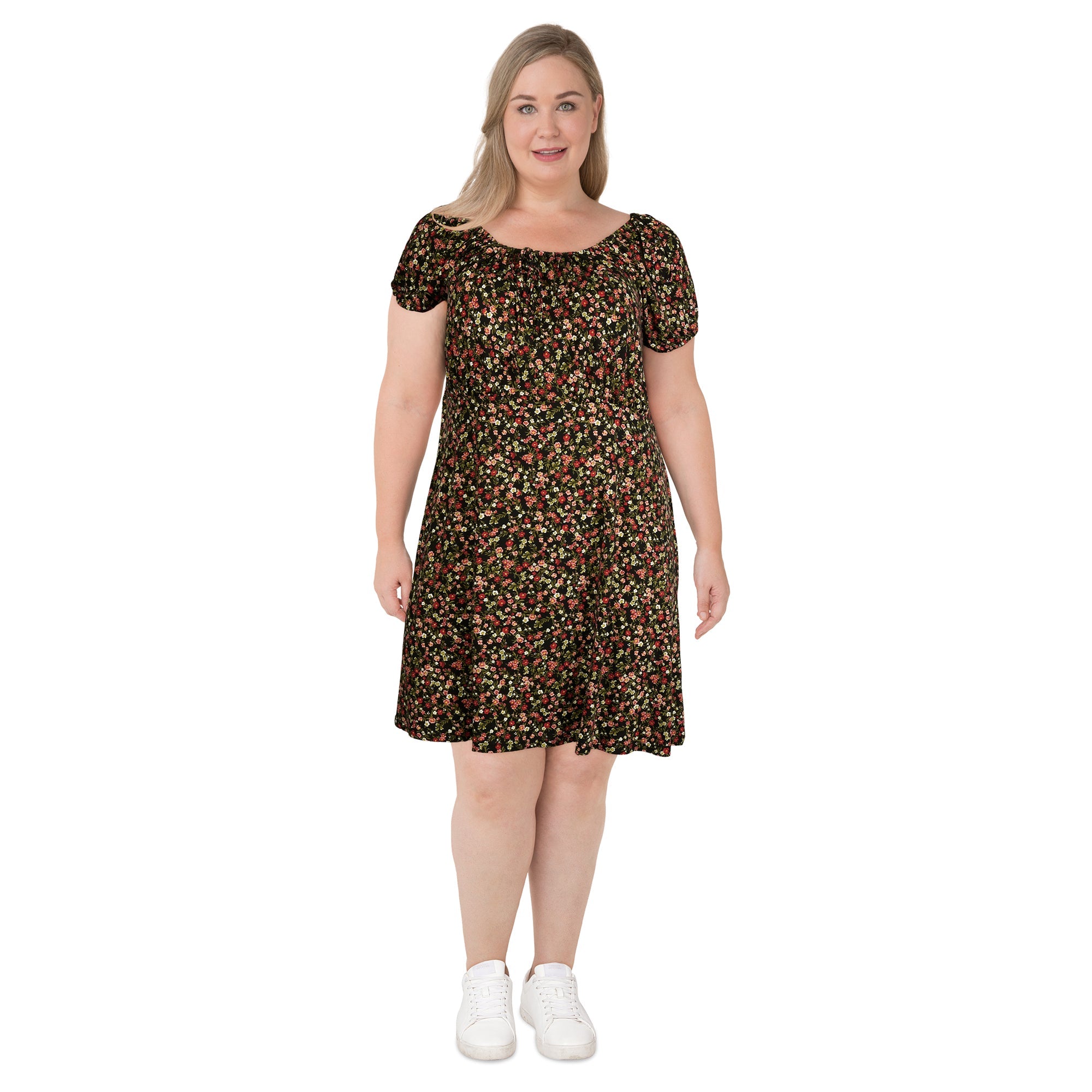 mySTYLE Women's Plus Puff Sleeve Dress