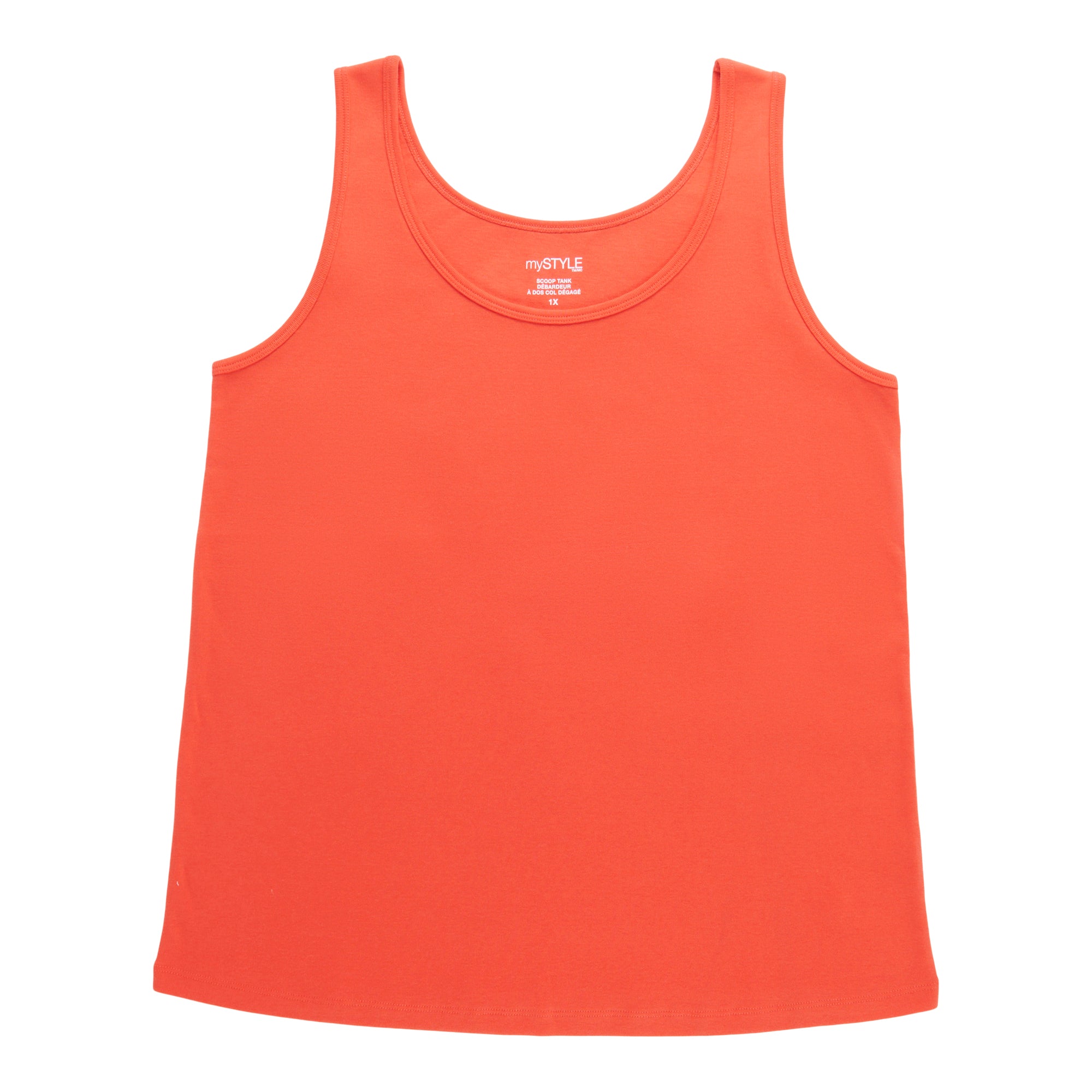 mySTYLE Women's Plus Scooped Ribbed Tank Top