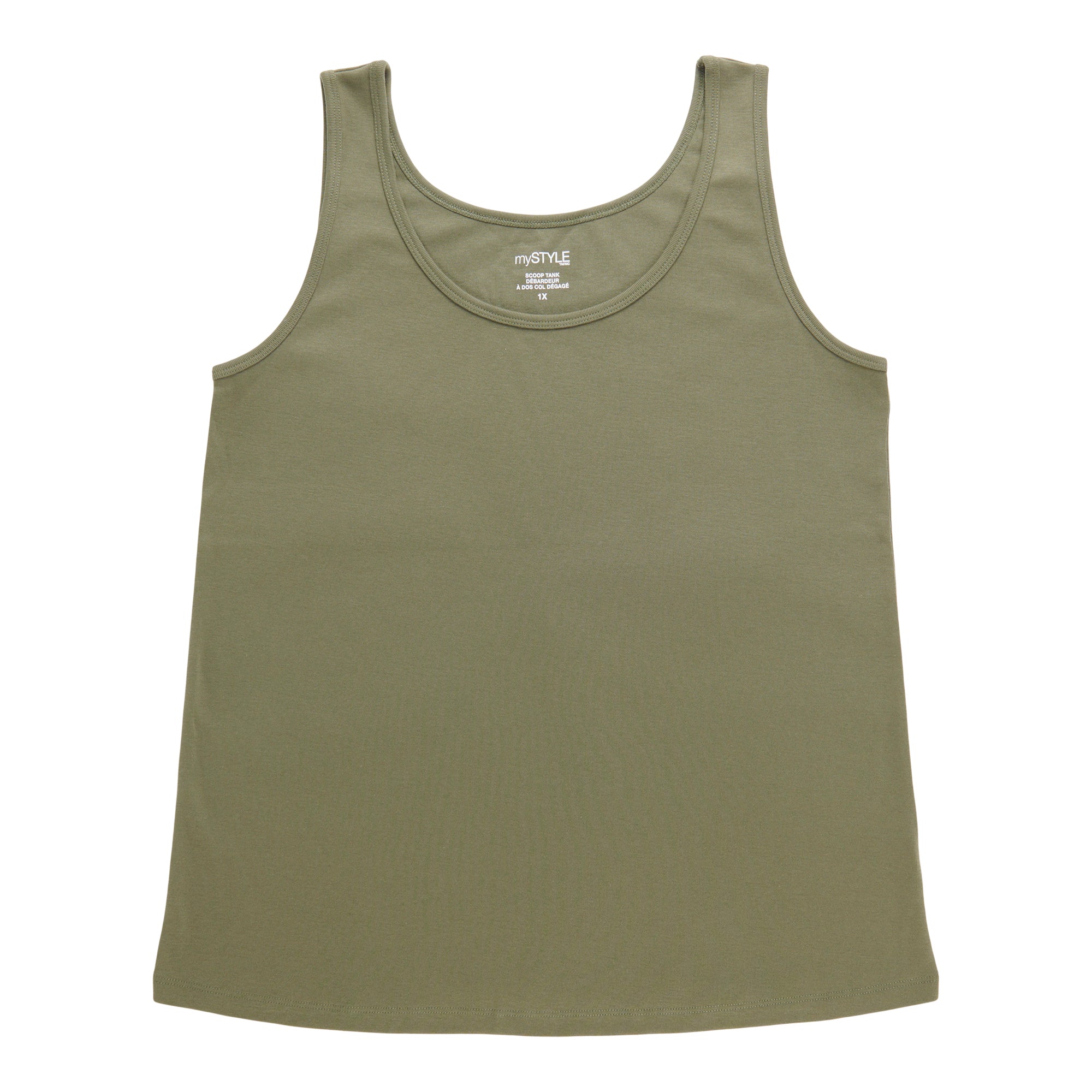 mySTYLE Women's Plus Scooped Ribbed Tank Top
