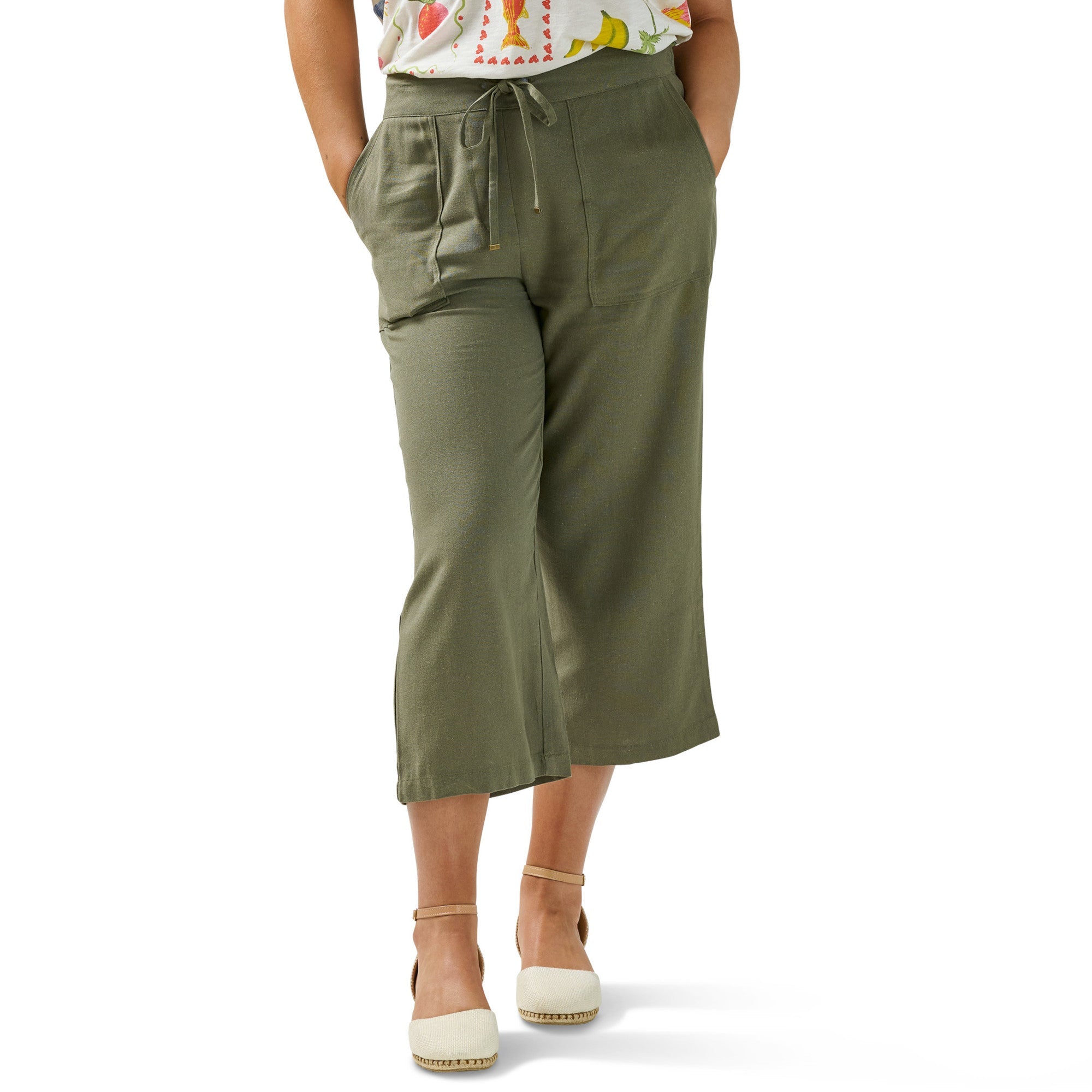 mySTYLE Women's Linen-Blend Cropped Pants