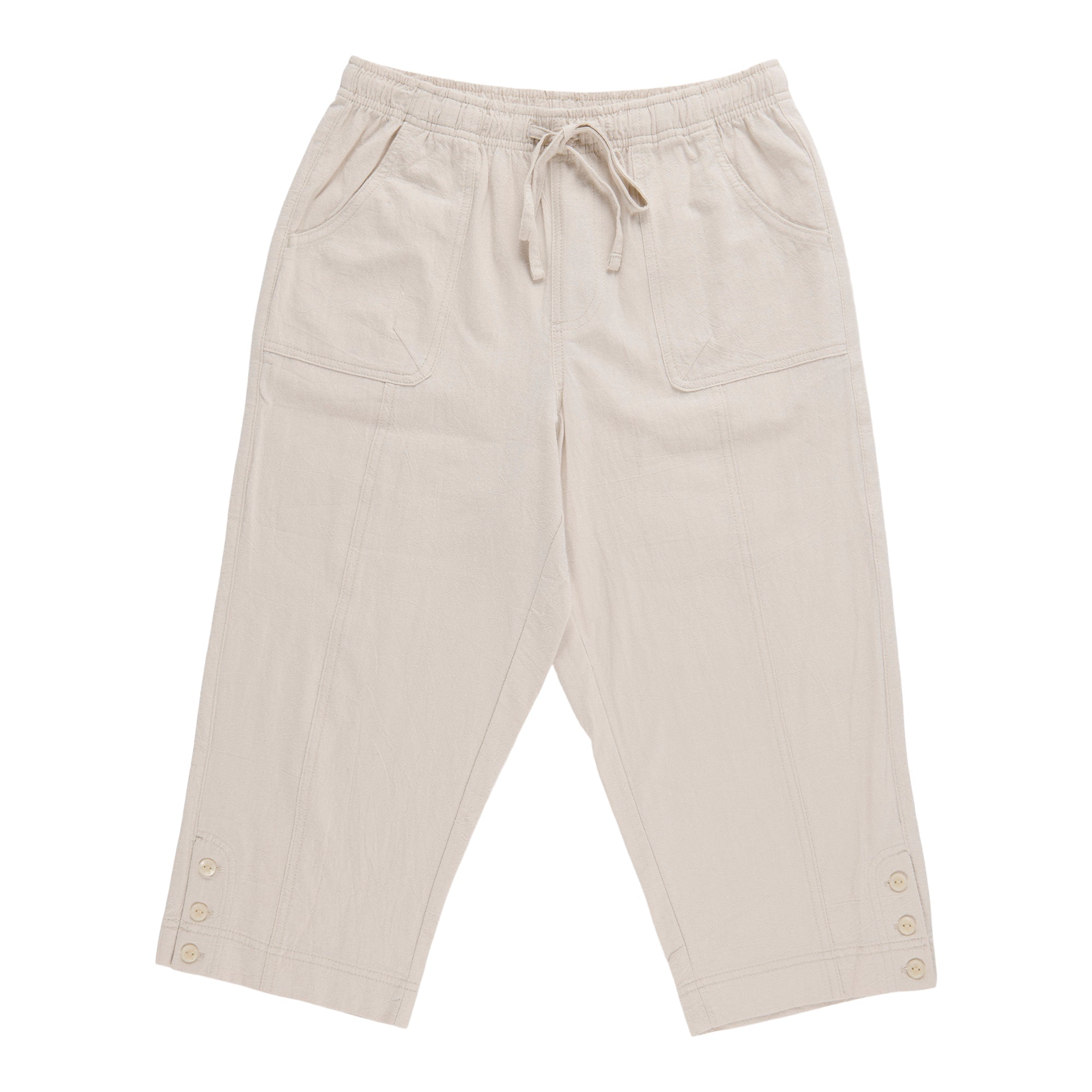 Classic Editions Women's Solid Crinkle Capris