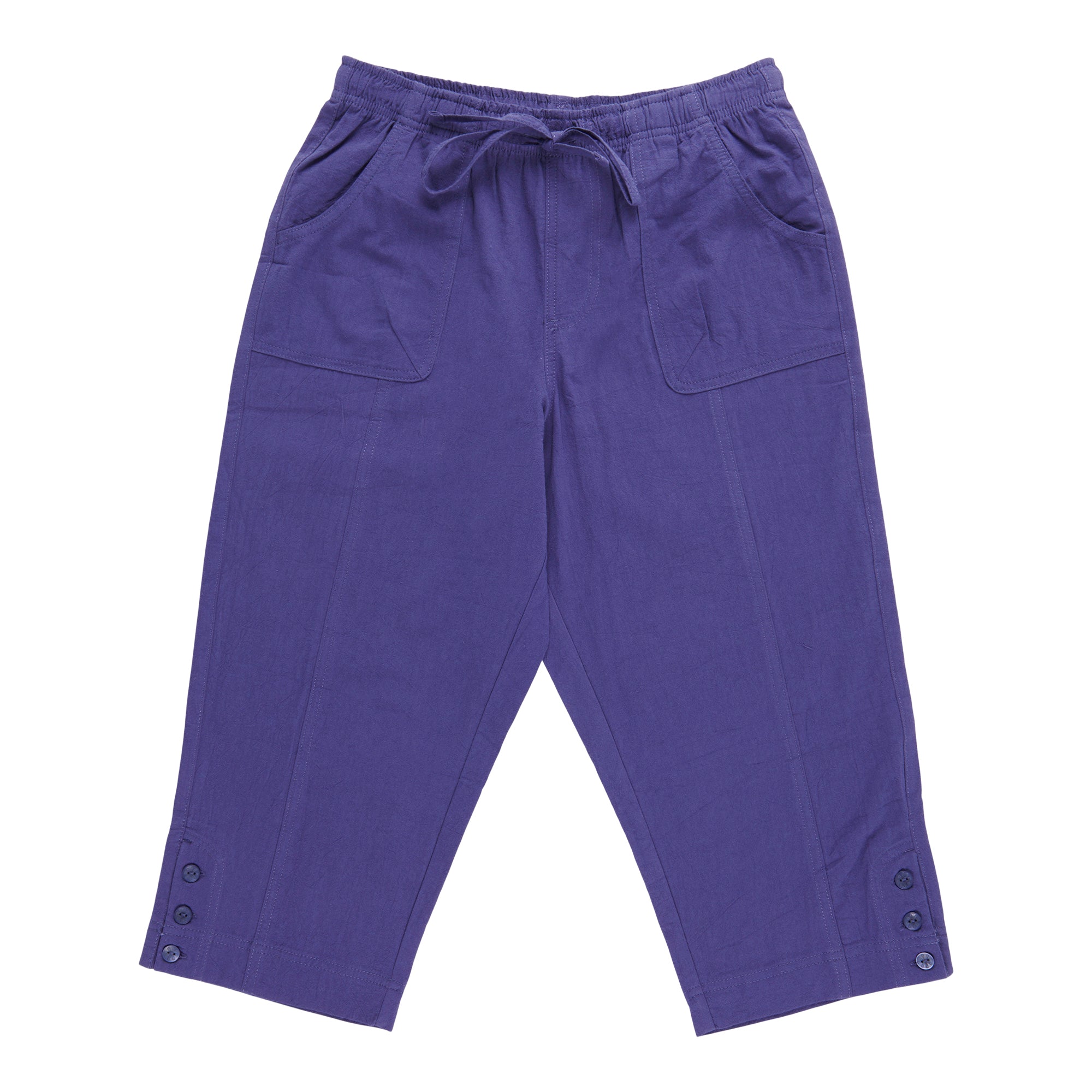Classic Editions Women's Solid Crinkle Capris