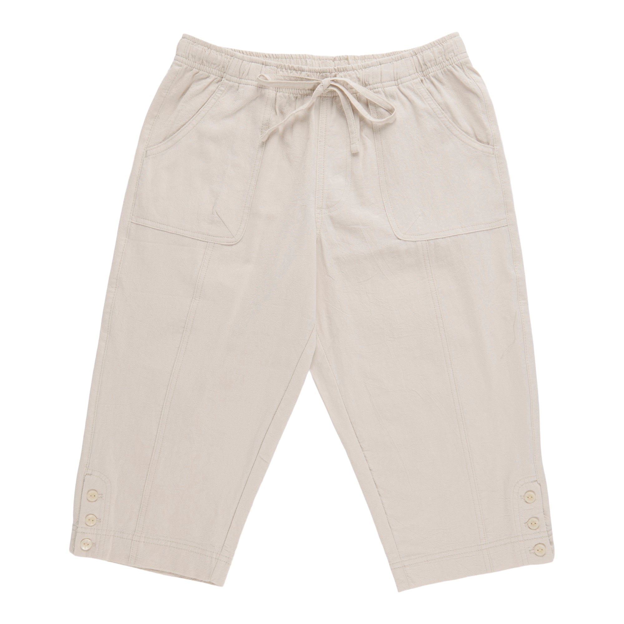 Classic Editions Women's Petite Solid Crinkle Capris