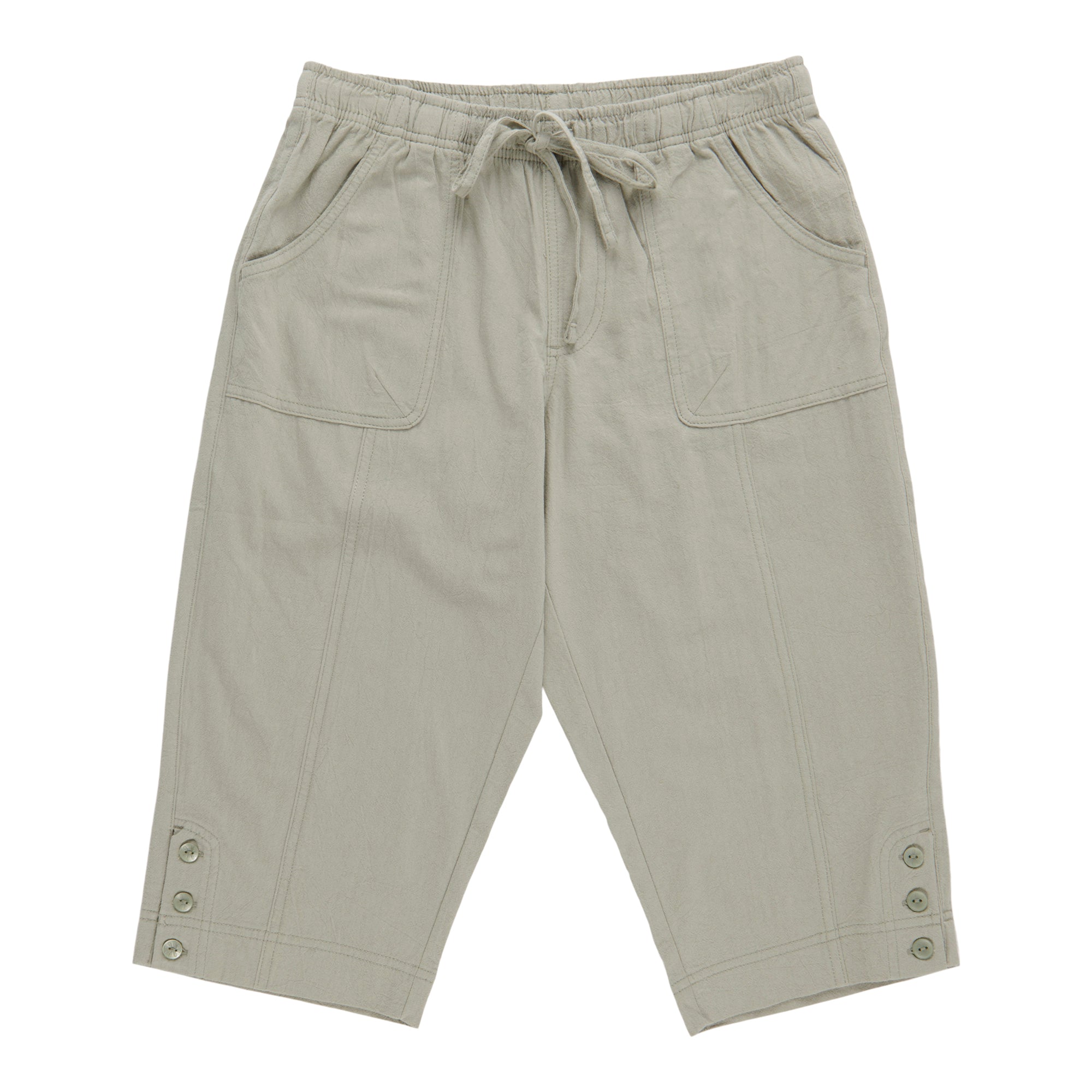 Classic Editions Women's Petite Solid Crinkle Capris