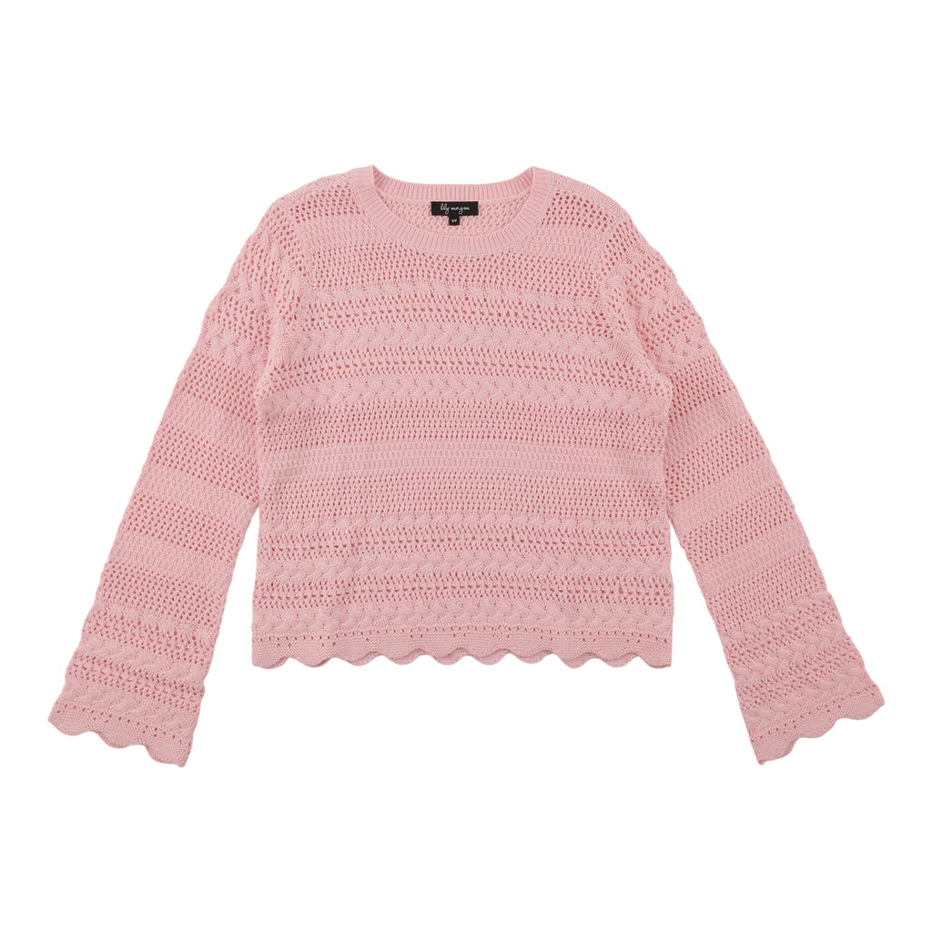 lily morgan Women's Pointelle Pullover Sweater