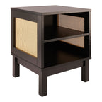 HomeStyles Rattan Side Table, Black, 15.7-in x 15.7-in x 19-in.