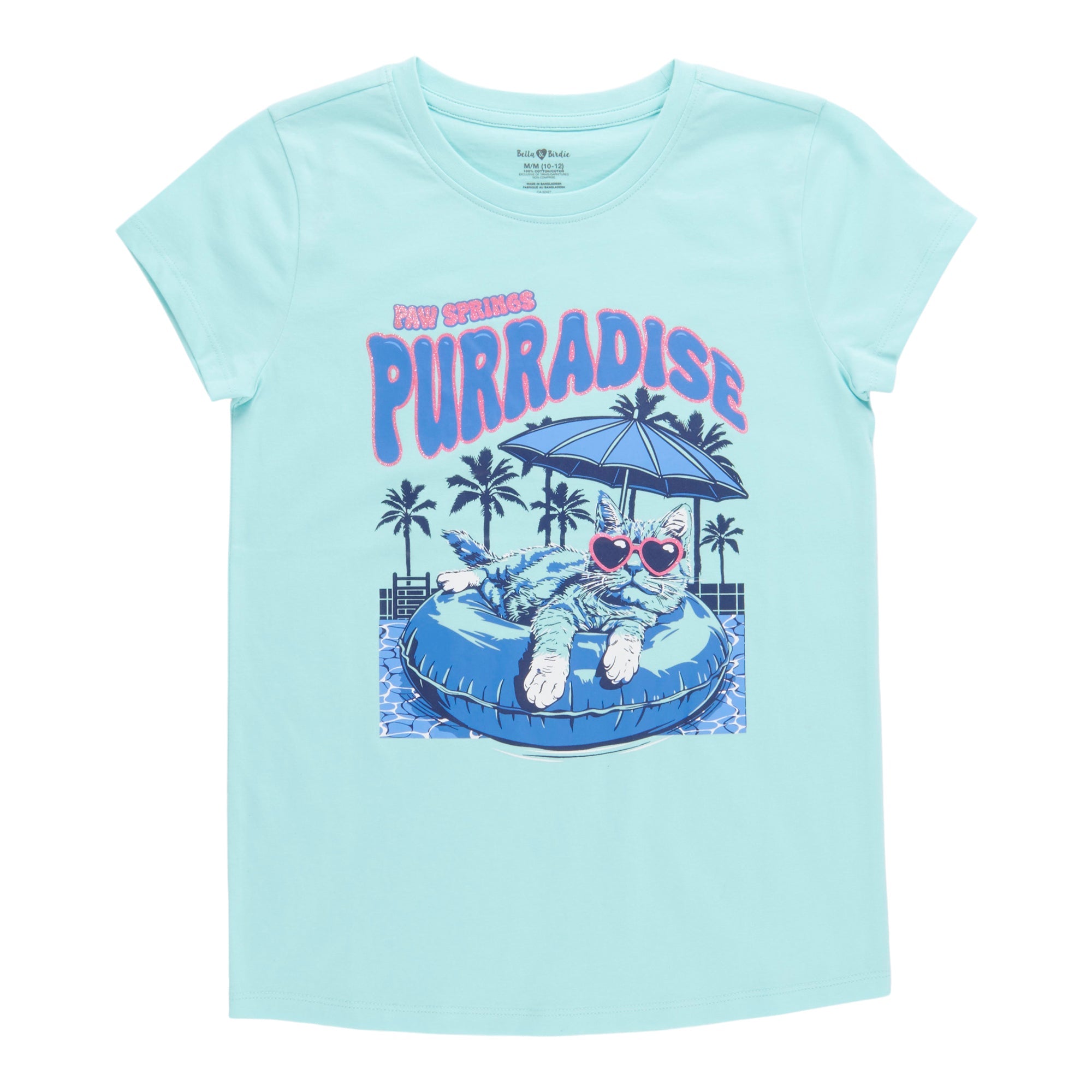 BELLA & BIRDIE Girls' Pool Party Printed Short Sleeve T-Shirt