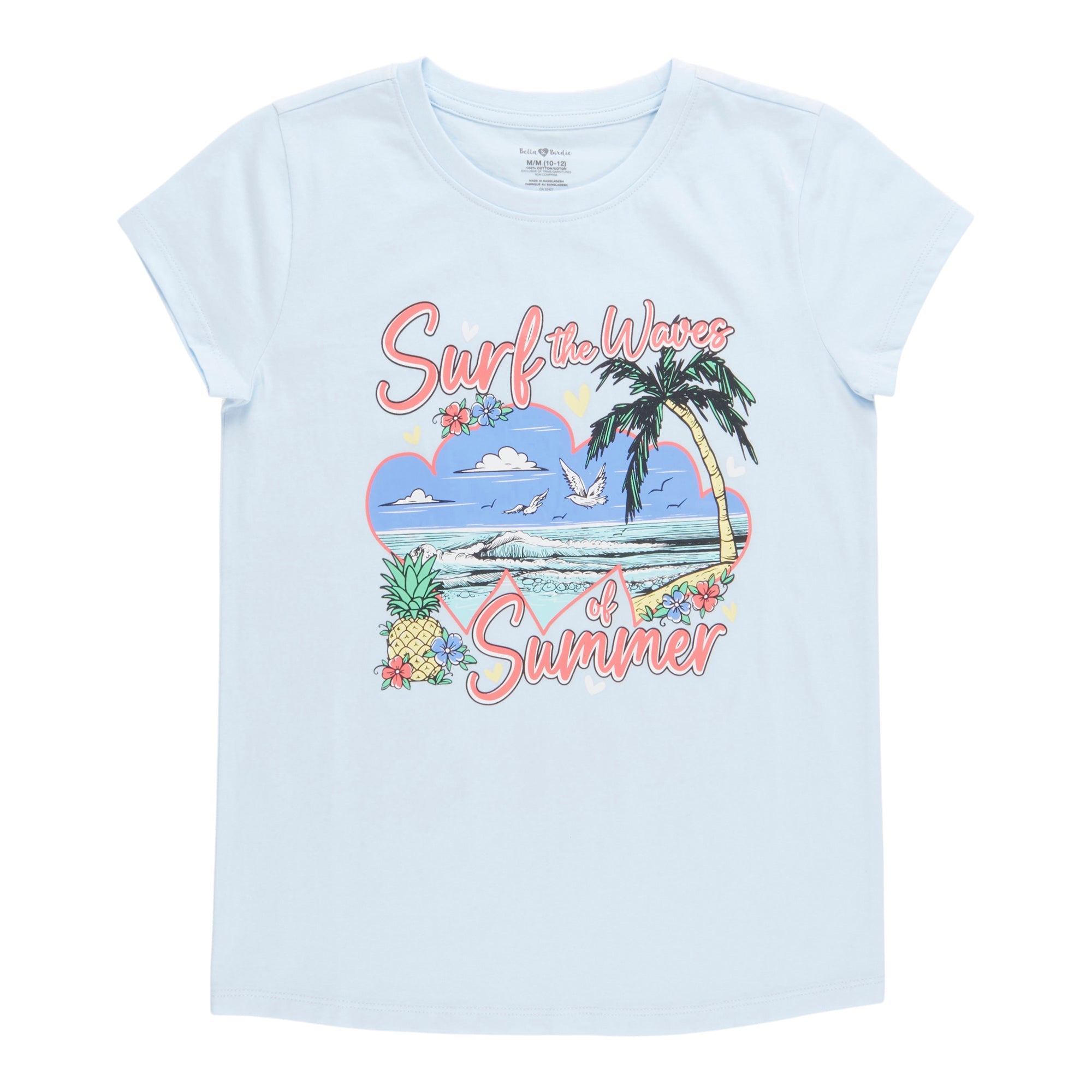 BELLA & BIRDIE Girls' Pool Party Printed Short Sleeve T-Shirt