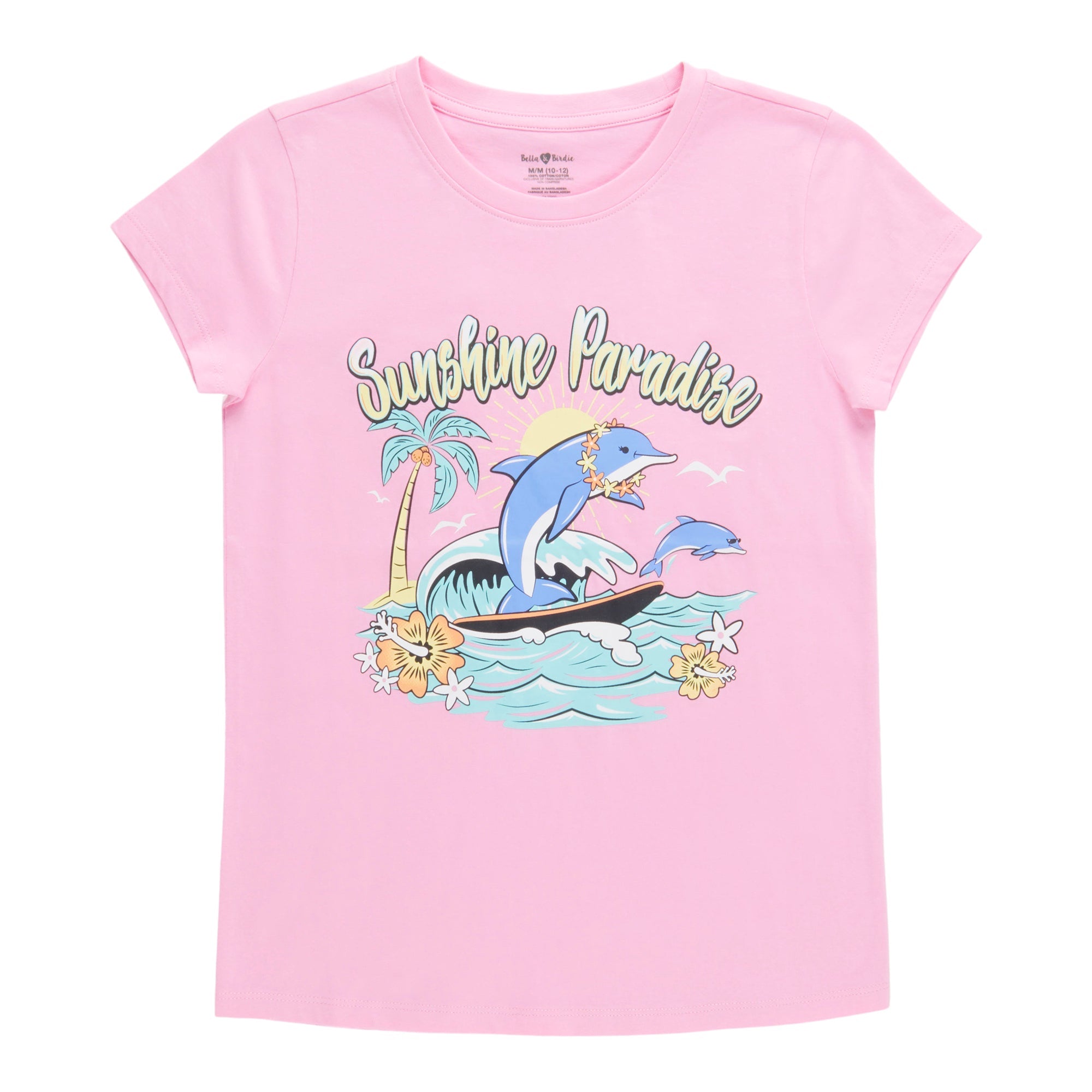 BELLA & BIRDIE Girls' Pool Party Printed Short Sleeve T-Shirt