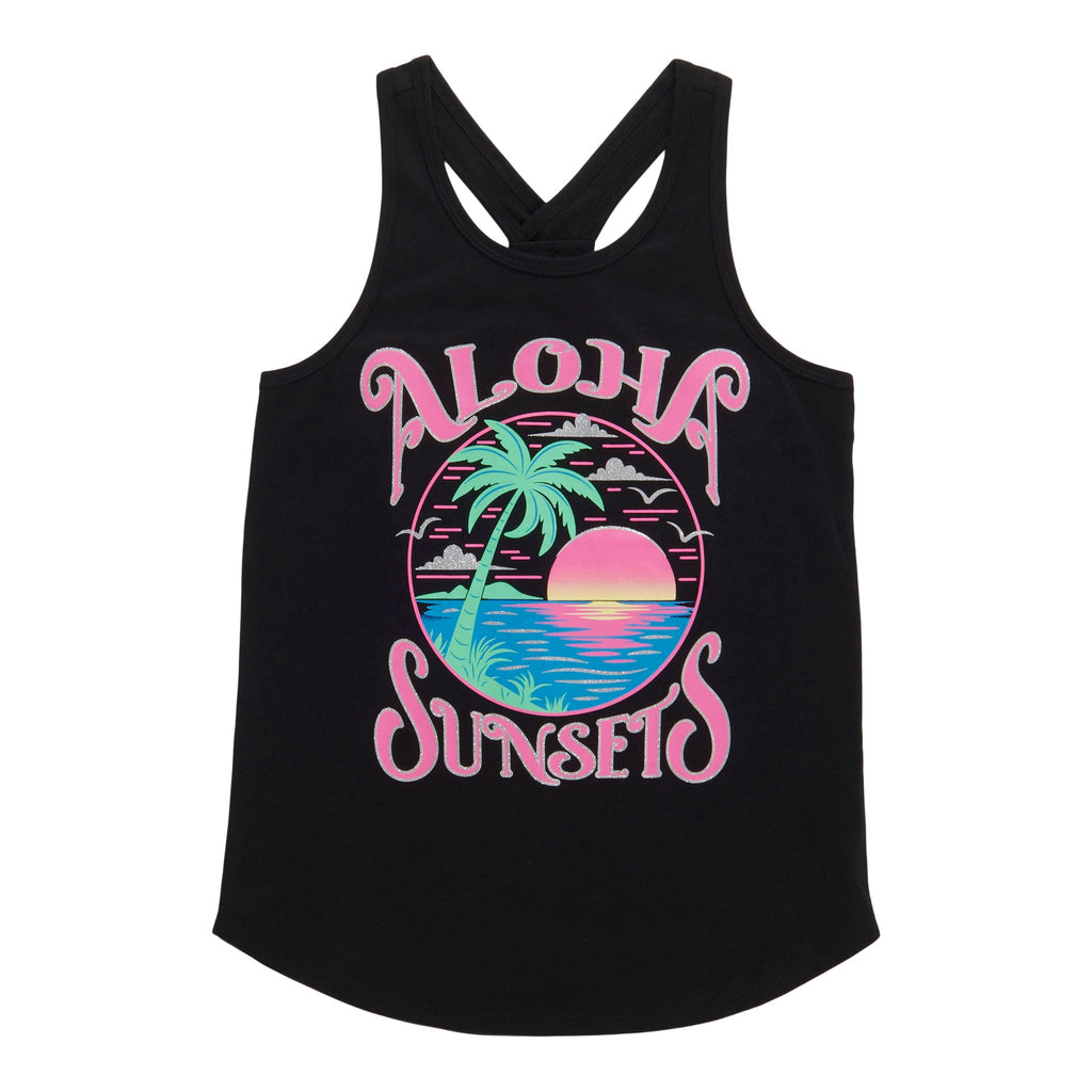 BELLA & BIRDIE Girls' Pool Party Printed Knot-Back Tank Top