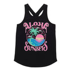 BELLA & BIRDIE Girls' Pool Party Printed Knot-Back Tank Top