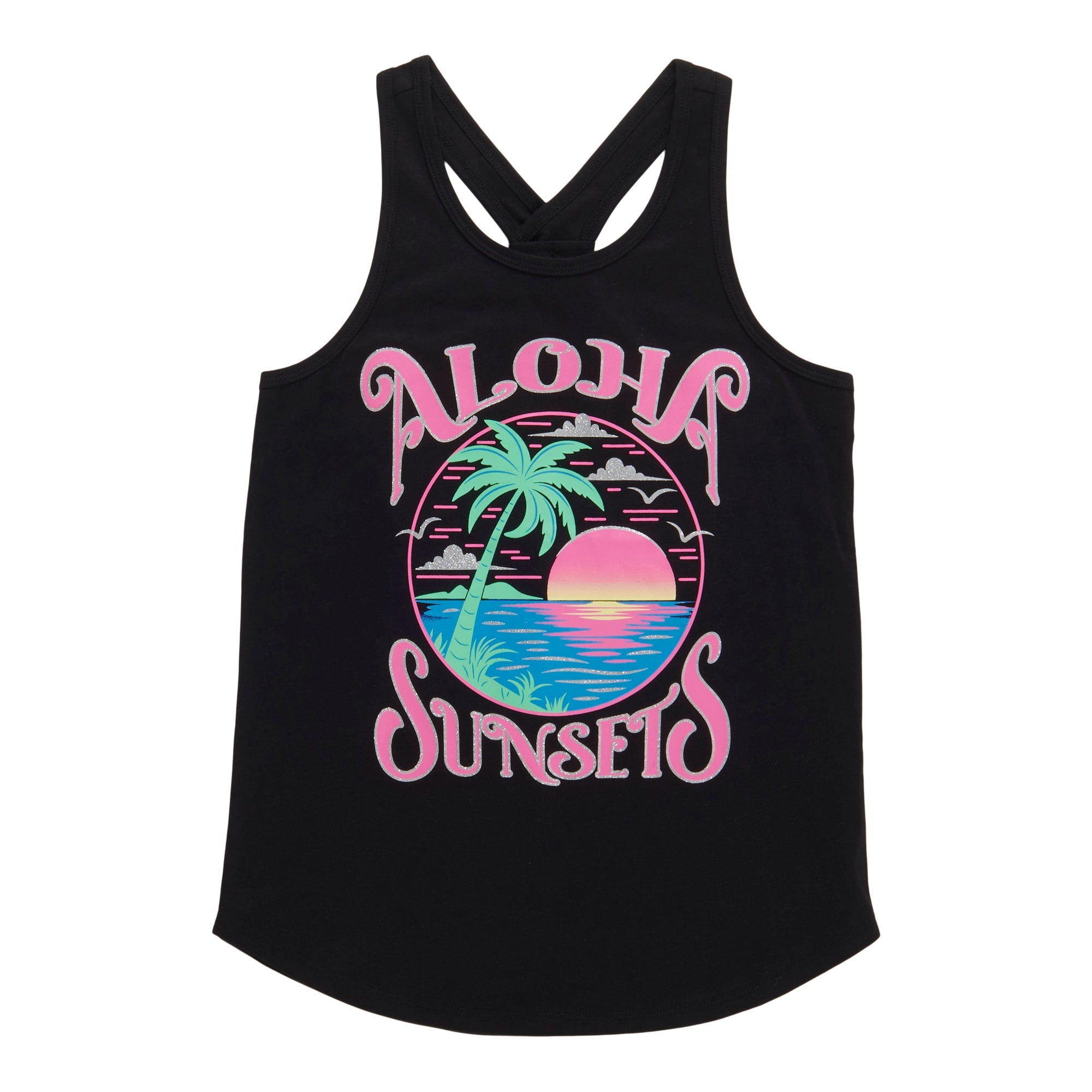 BELLA & BIRDIE Girls' Pool Party Printed Knot-Back Tank Top