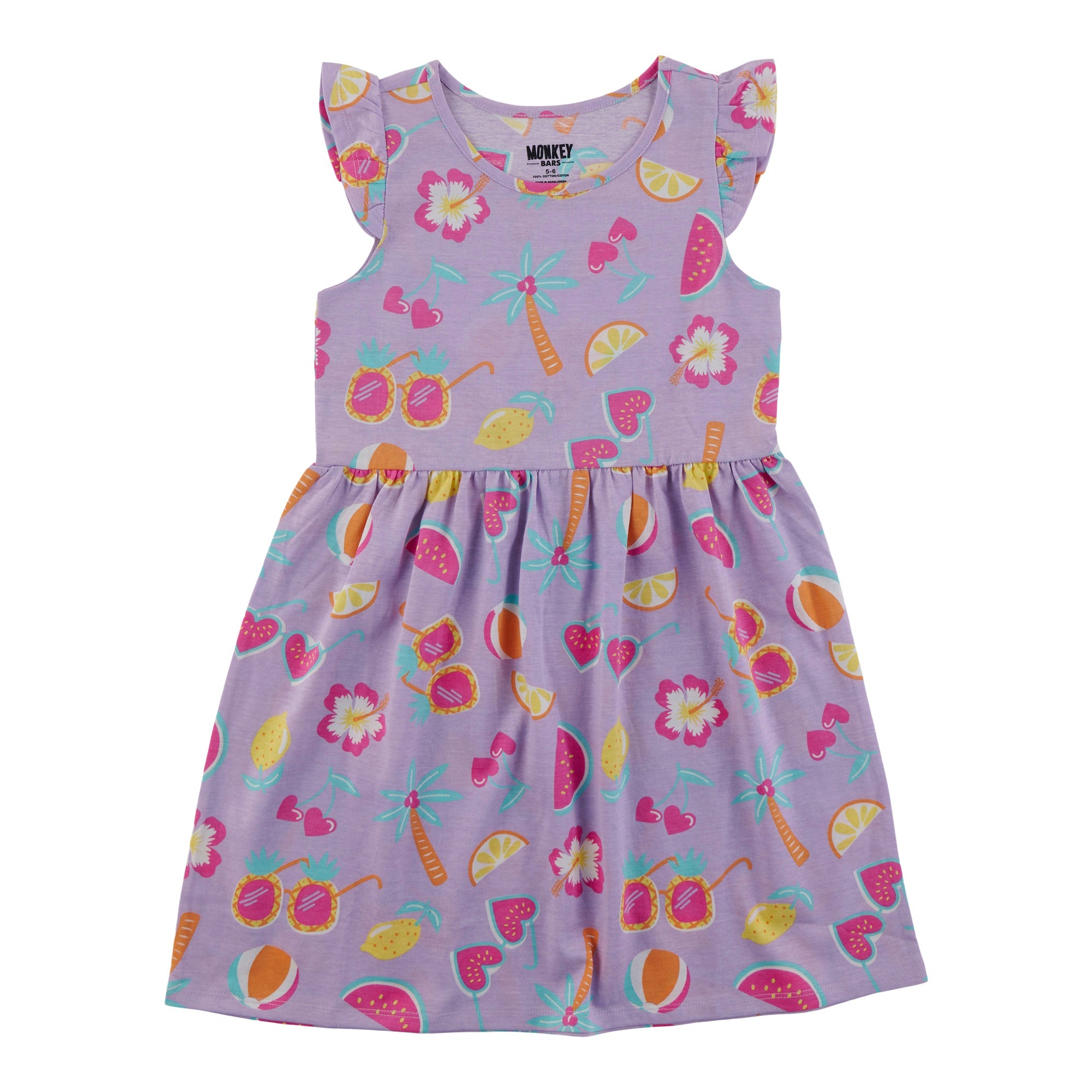 MONKEY BARS Toddler Girls' Pool Party Printed Cap Sleeve Dress