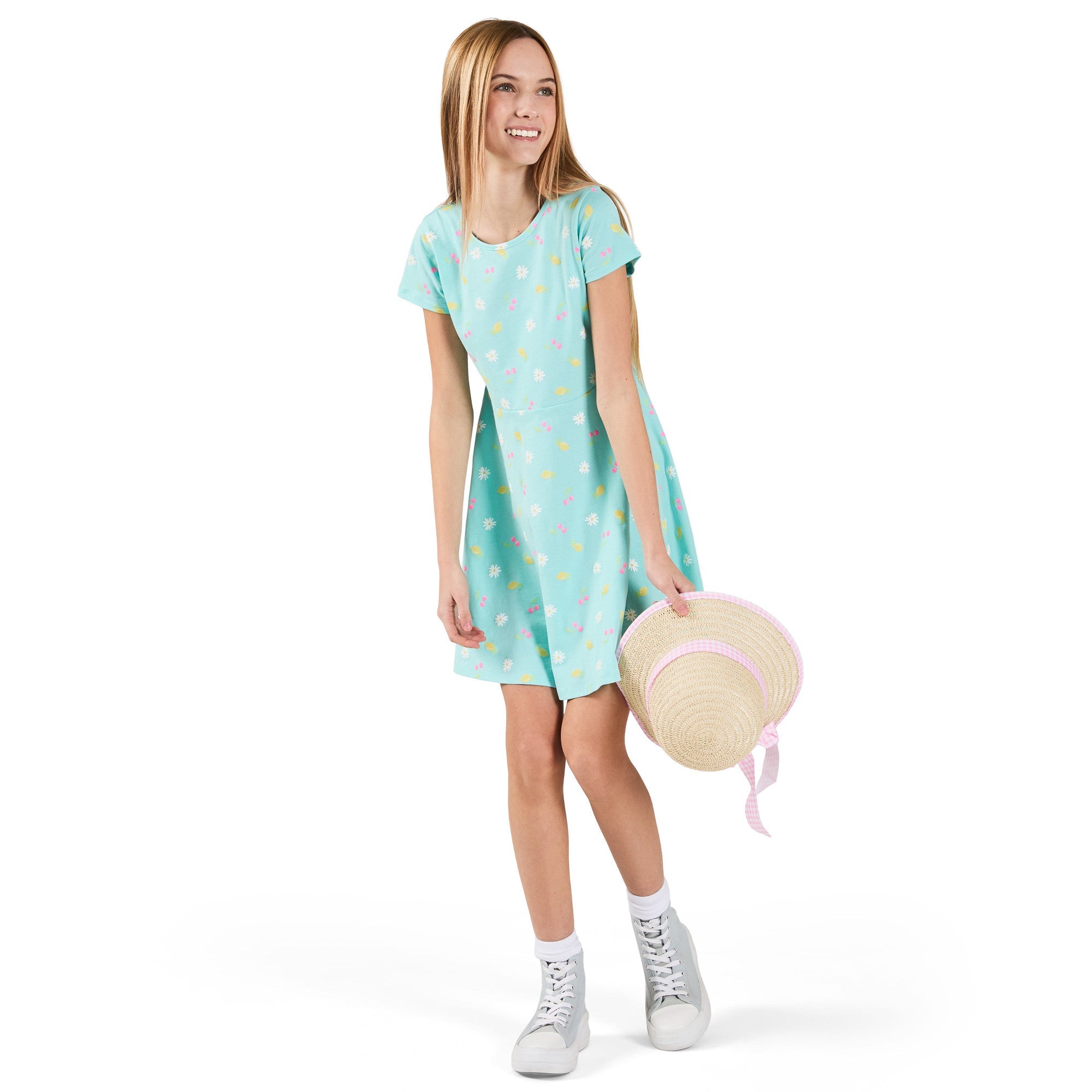 BELLA & BIRDIE Girls' Day Dreamer Printed Short Sleeve Dress