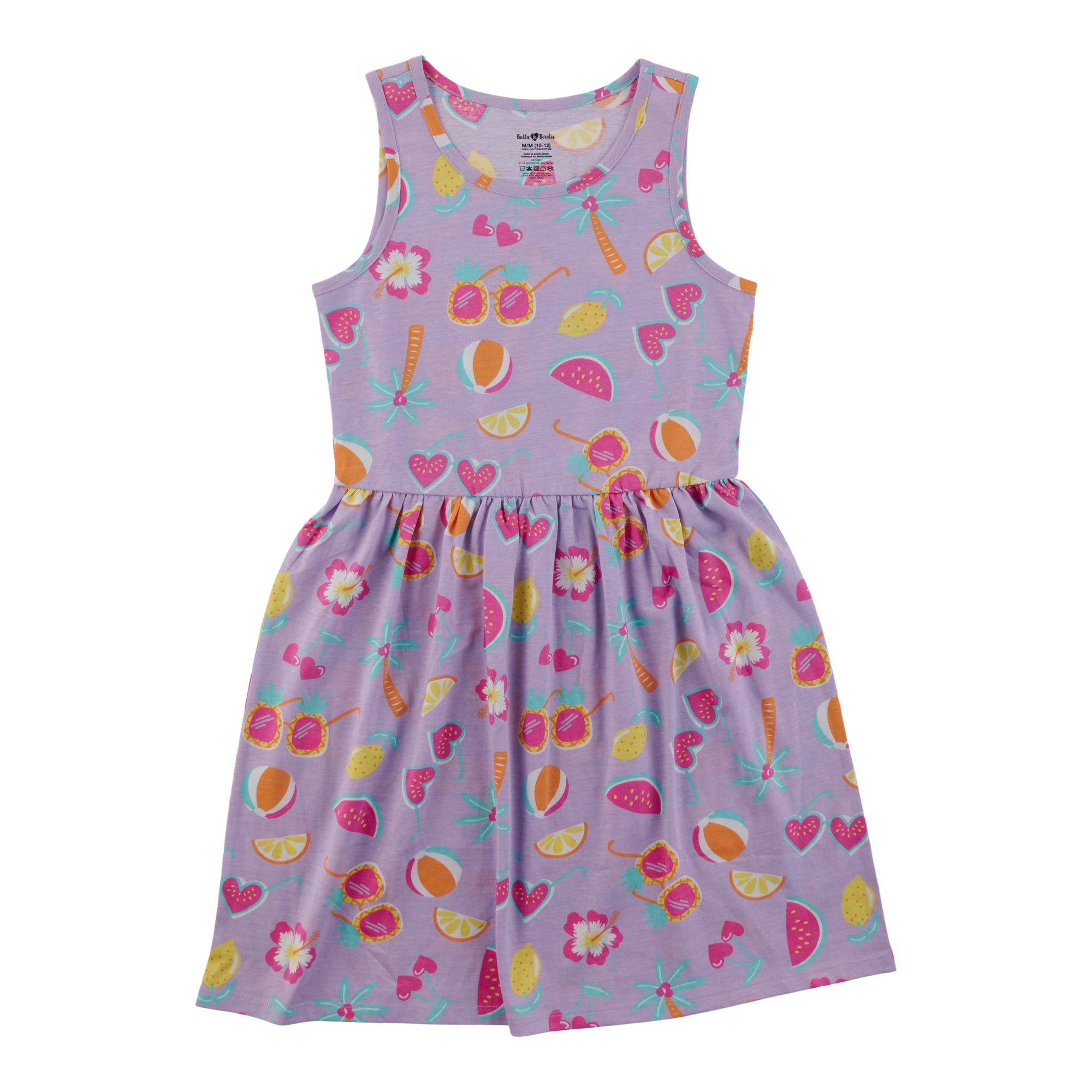 BELLA & BIRDIE Girls' Pool Party Sleeveless Printed Dress