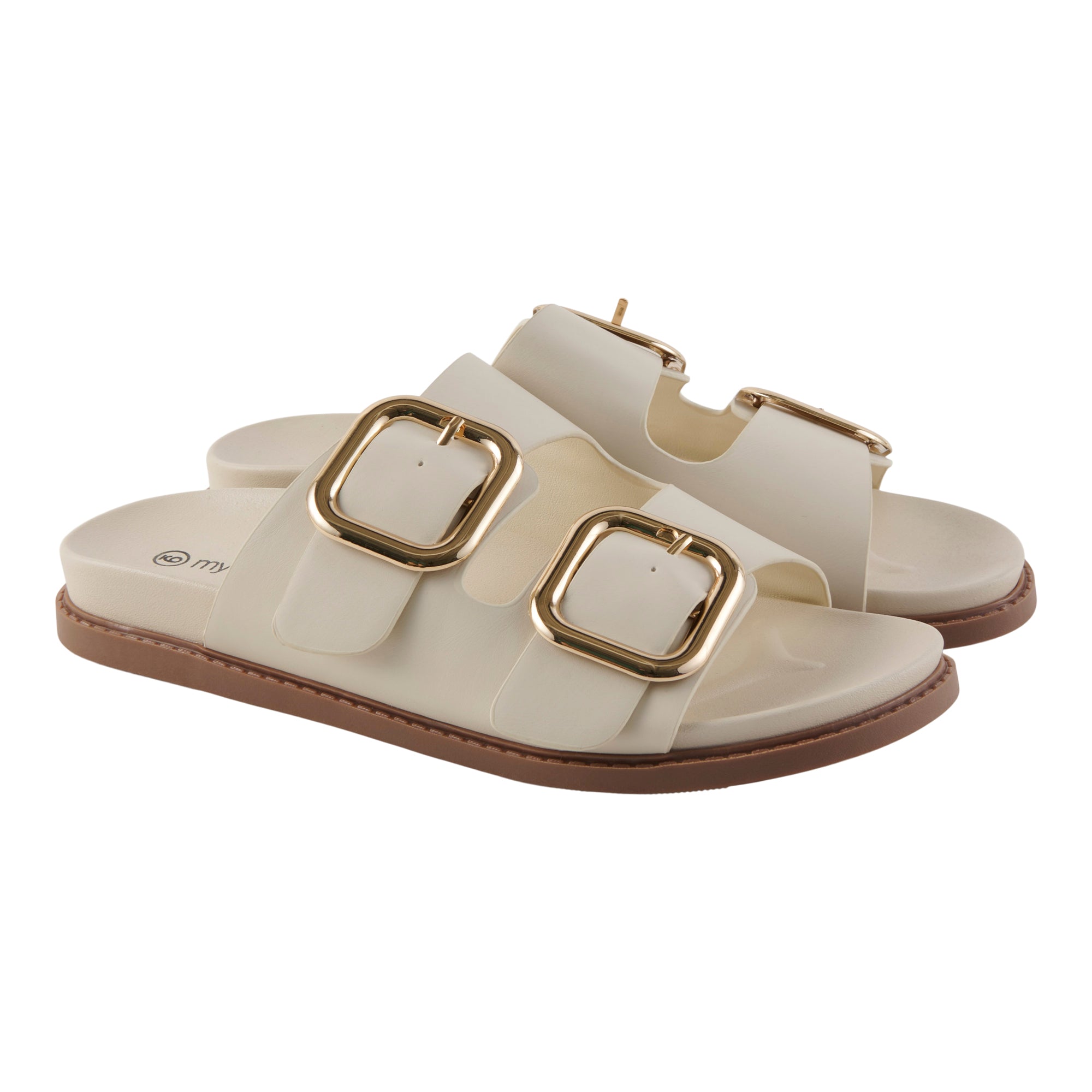 mySTYLE Women's Double Buckle Cushioned Footbeds