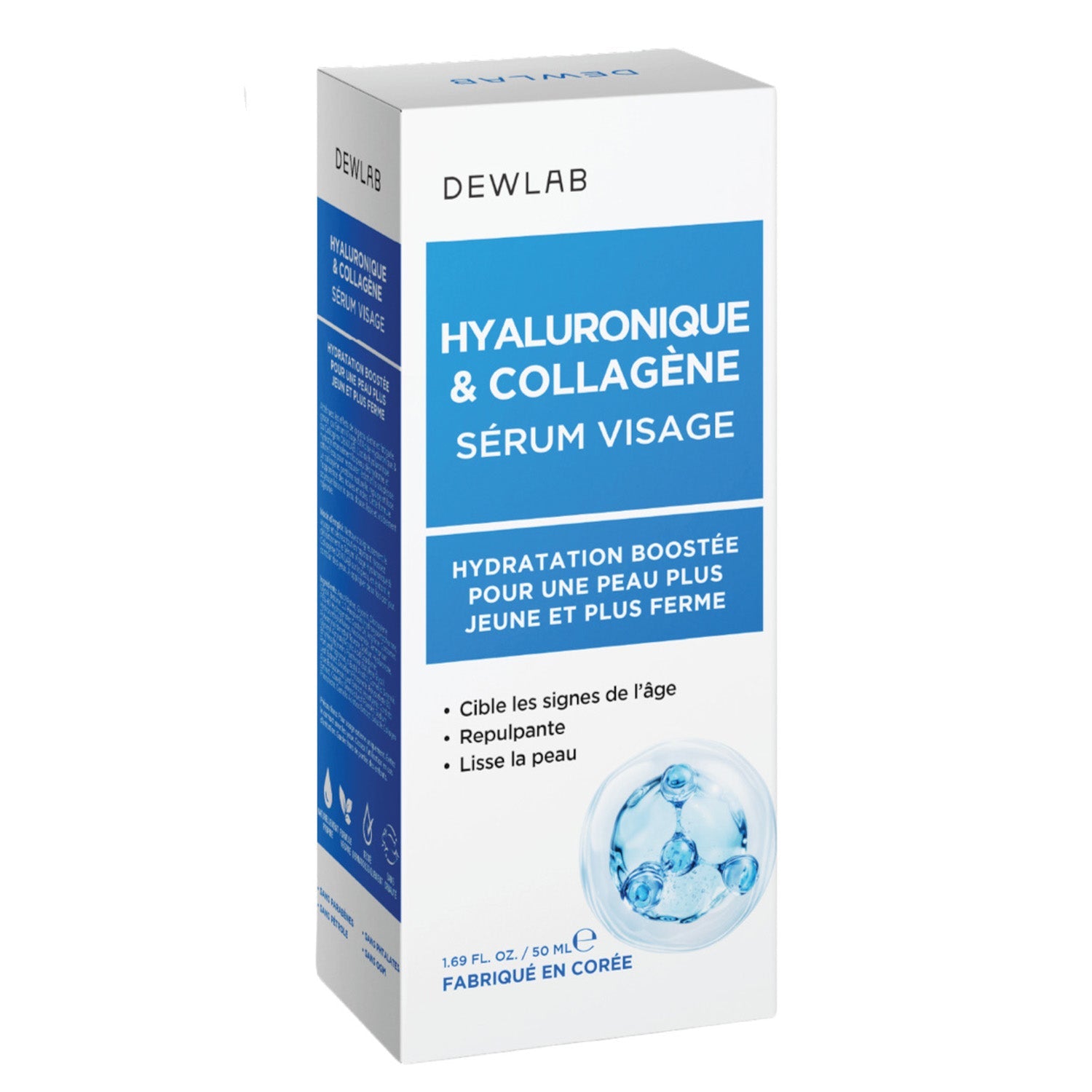 DEWLAB Sérum Visage Acide Hyaluronique & Collagène, 50 ml