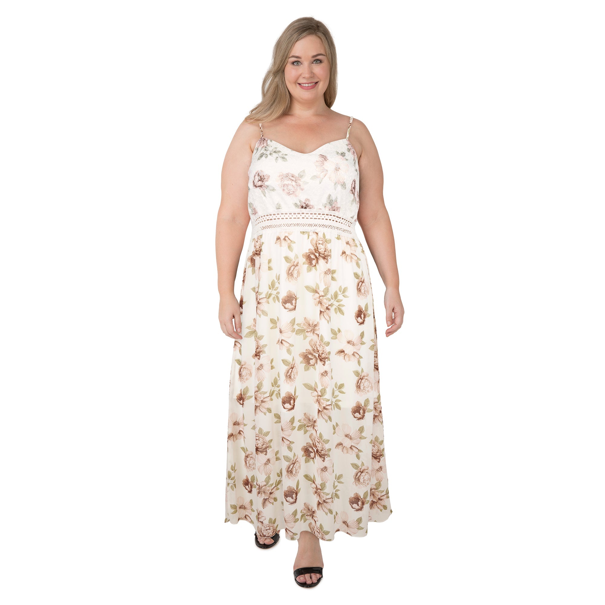 lily morgan Women's Plus Chiffon Lace Dress