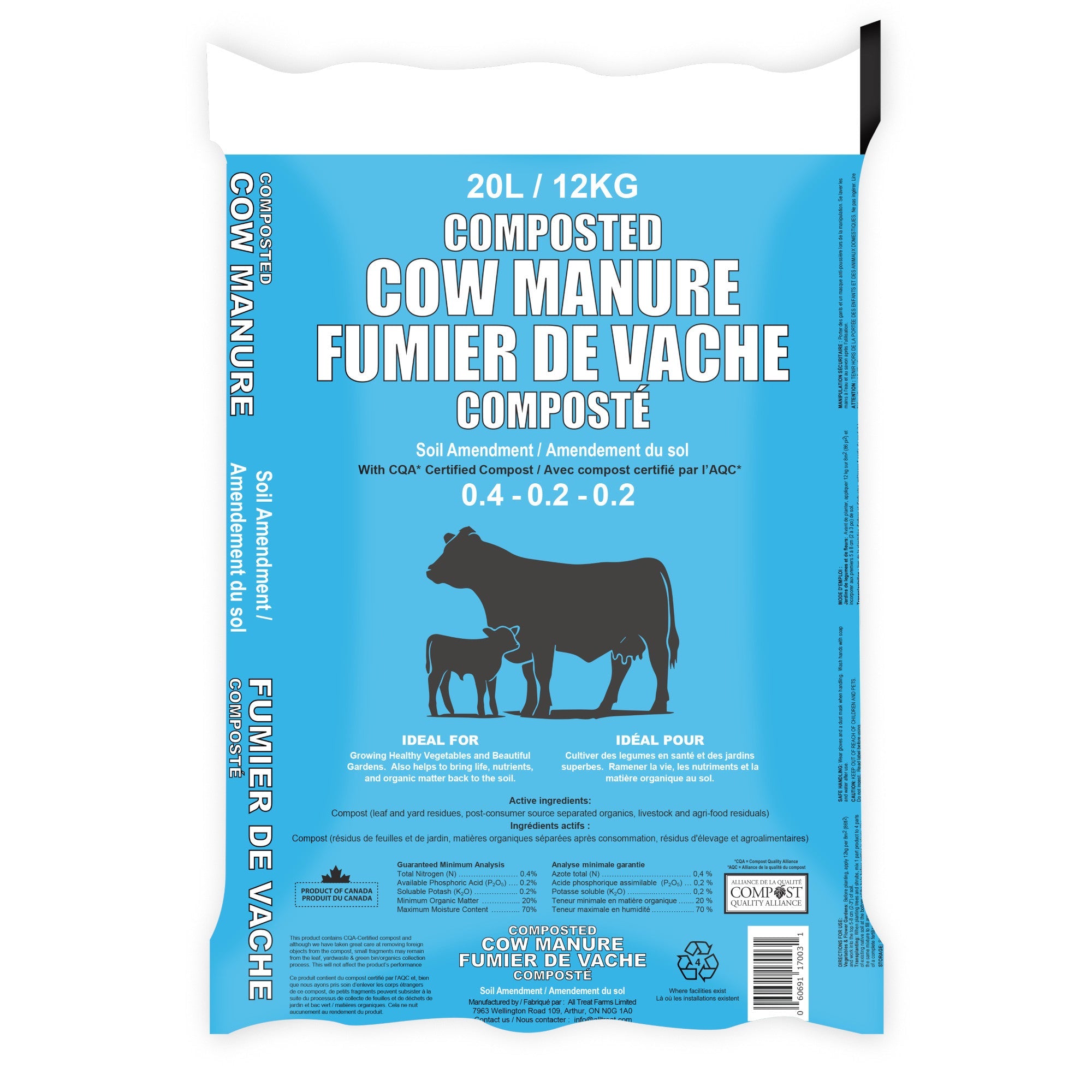 Fumier de vache composté, 12 kg