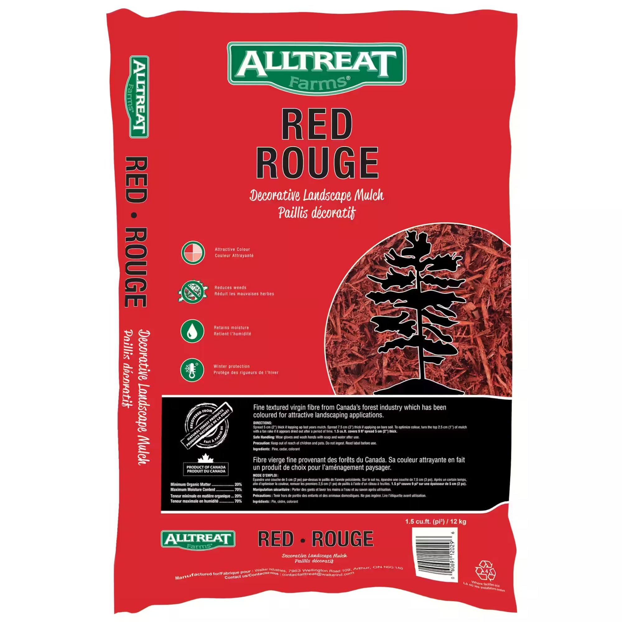 Paillis décoratif rouge Alltreat Farms, 12 kg