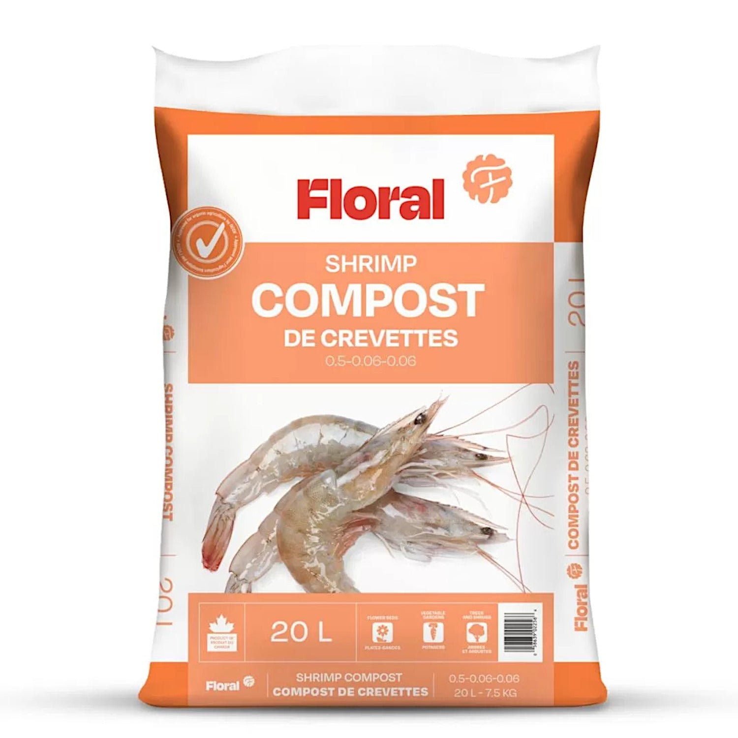Compost aux crevettes pour fleurs, 8,8 kg