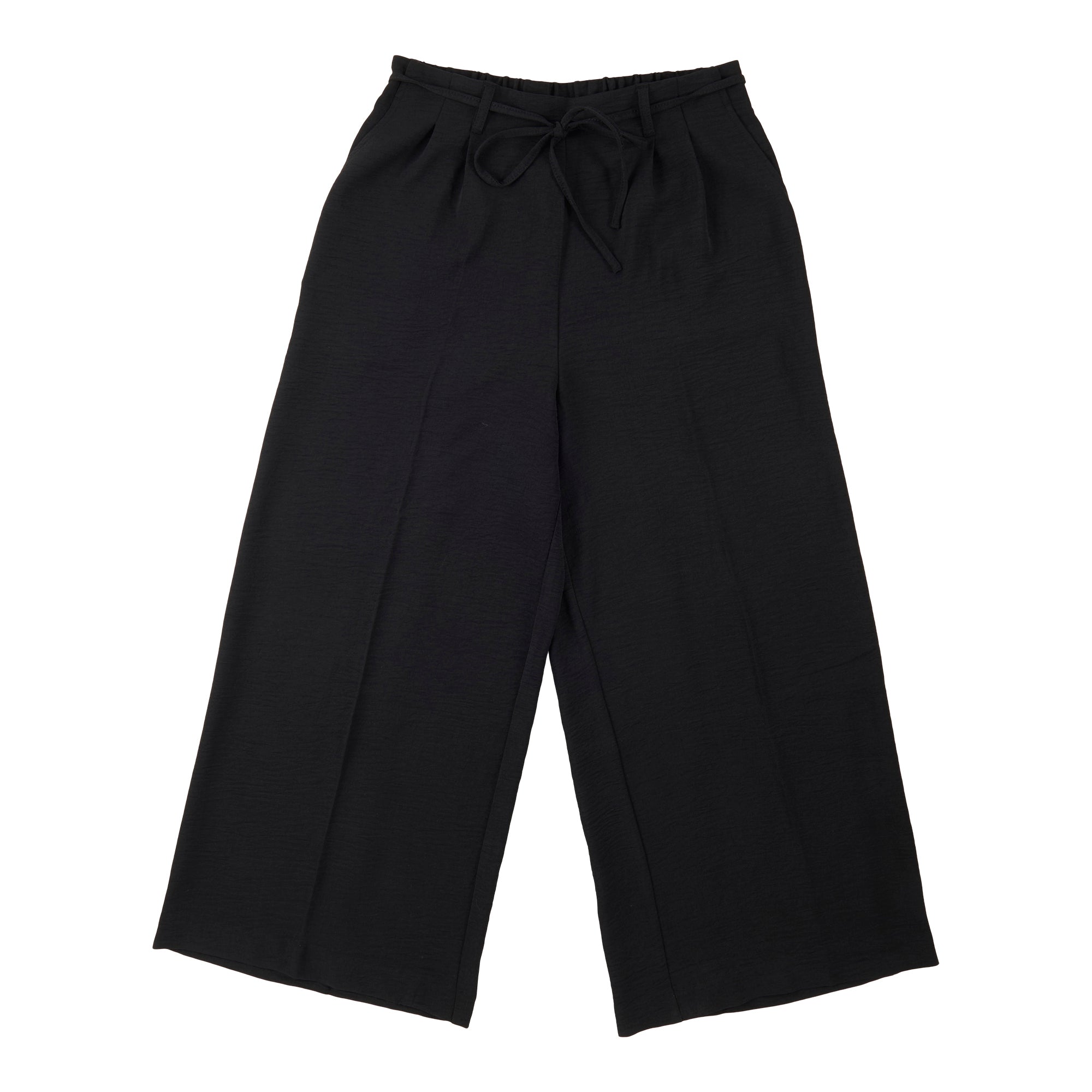 lily morgan Women's Solid Cropped Wide-Leg Belted Pants