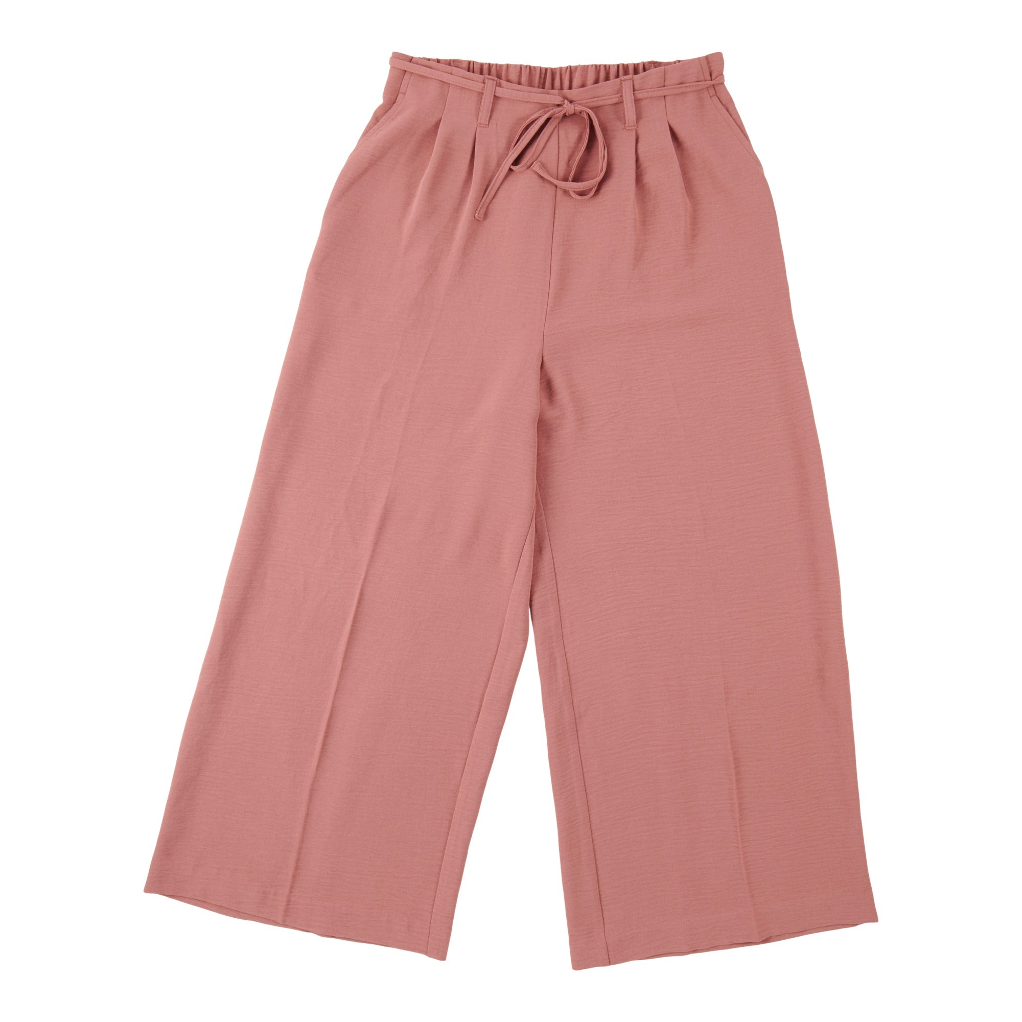 lily morgan Women's Solid Cropped Wide-Leg Belted Pants