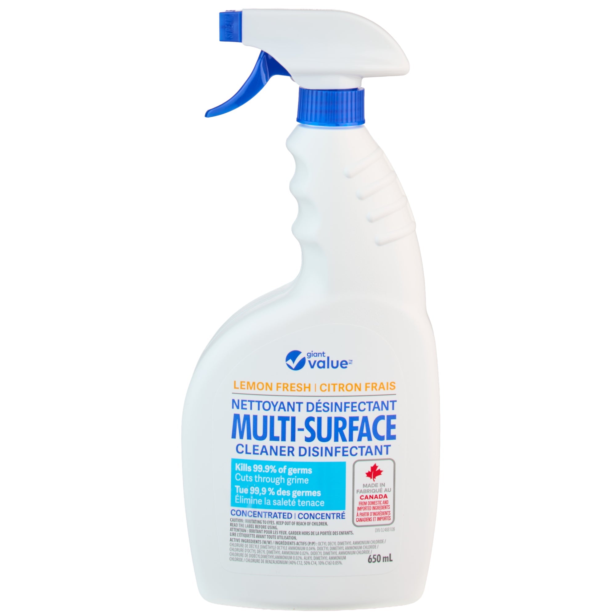 Nettoyant désinfectant multisurface au citron Giant Value, 650 ml