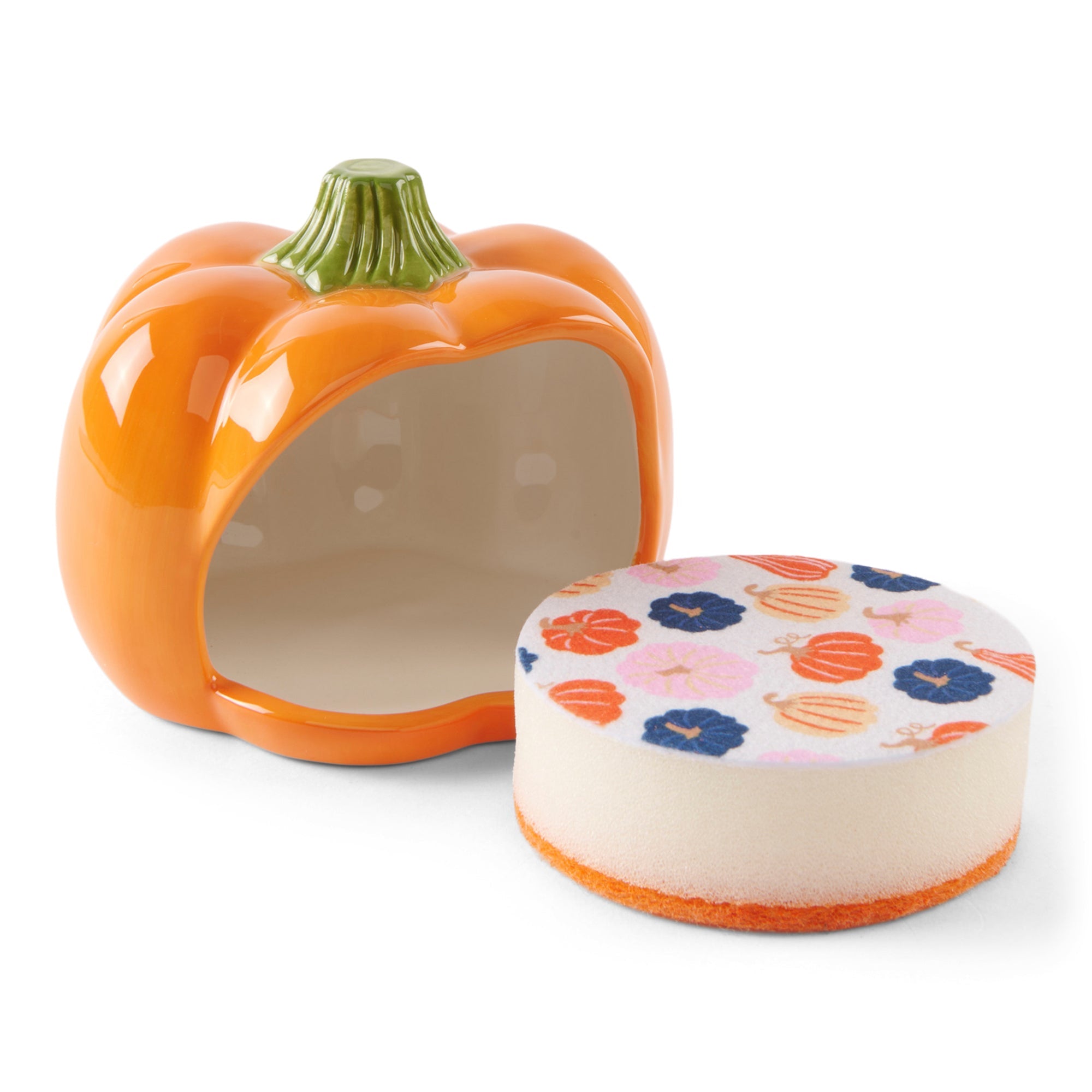 Pumpkin Sponge Holder With Sponge, 4.7-in x 6-in, 2 Piece