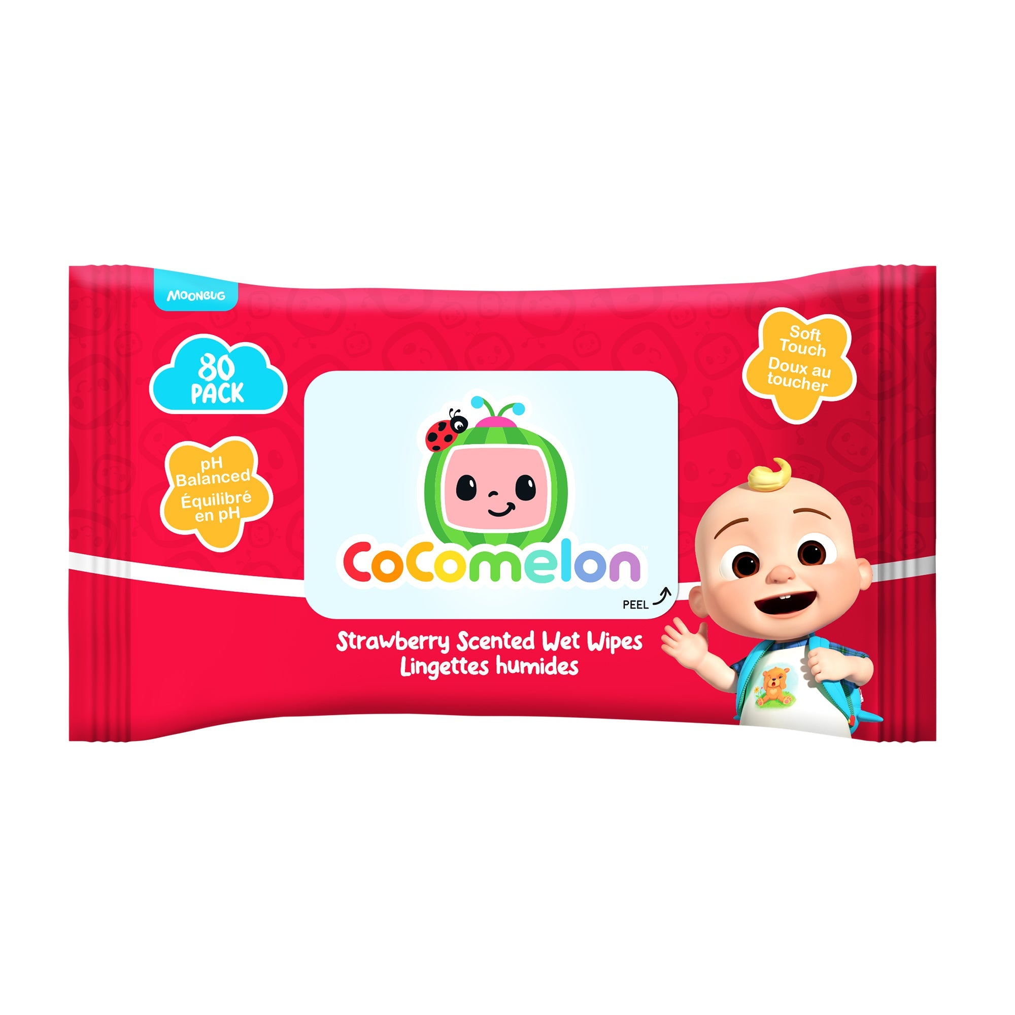 Lingettes humides au parfum de fraise Cocomelon, emb. de 4