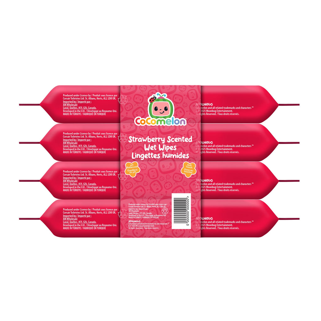 Lingettes humides au parfum de fraise Cocomelon, emb. de 4