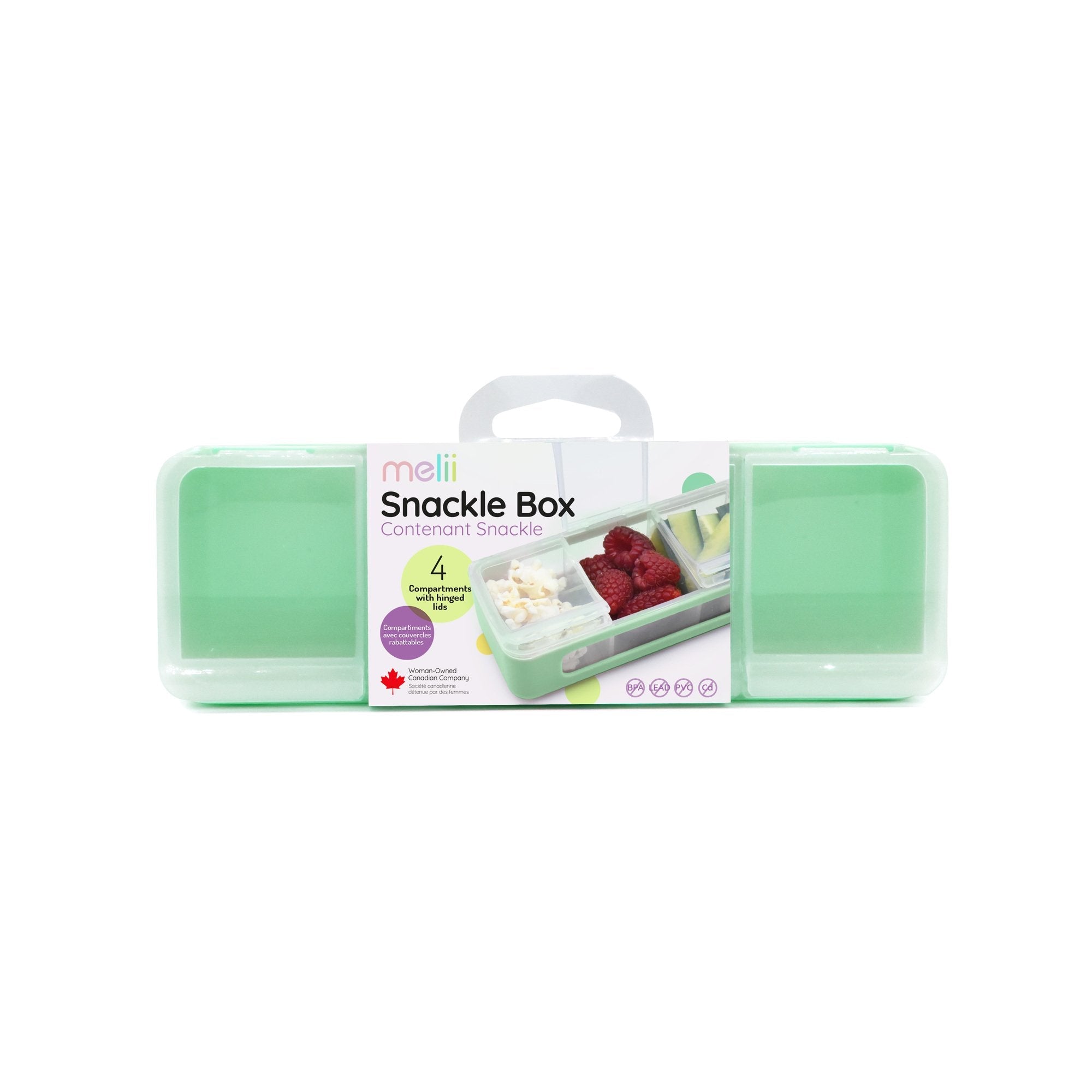 4 Compartment Snackle Box, 8-in x 2.7-in x 2.6-in.