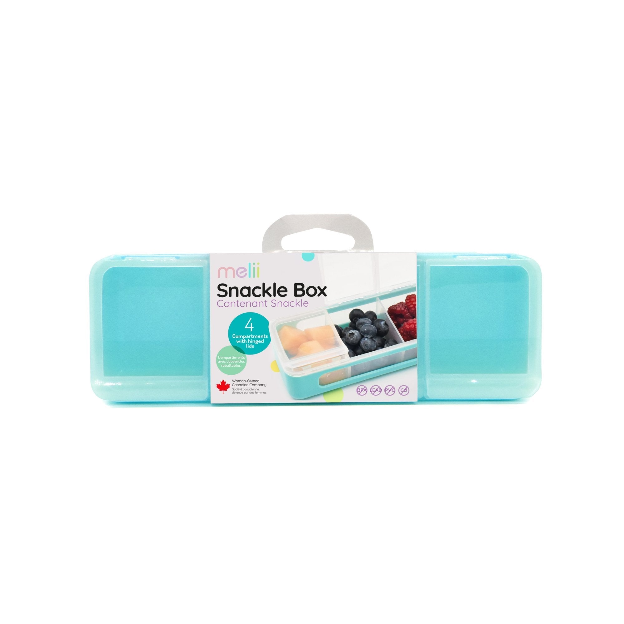 4 Compartment Snackle Box, 8-in x 2.7-in x 2.6-in.
