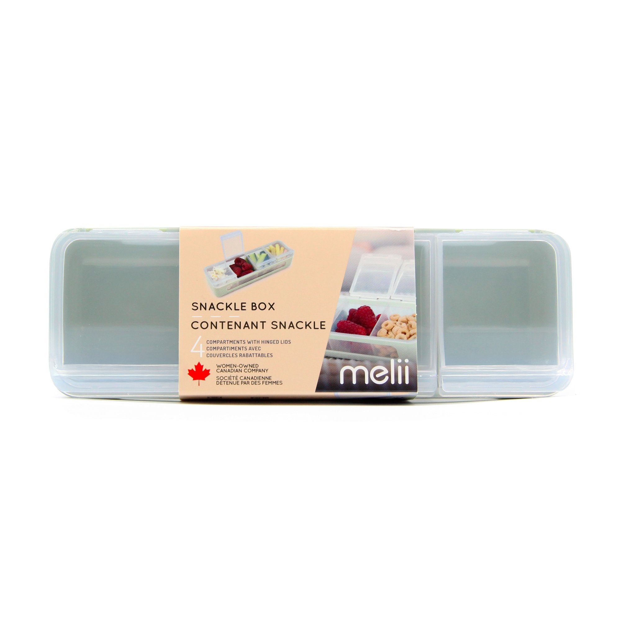 4 Compartment Snackle Box, 8-in x 2.7-in x 2.6-in.