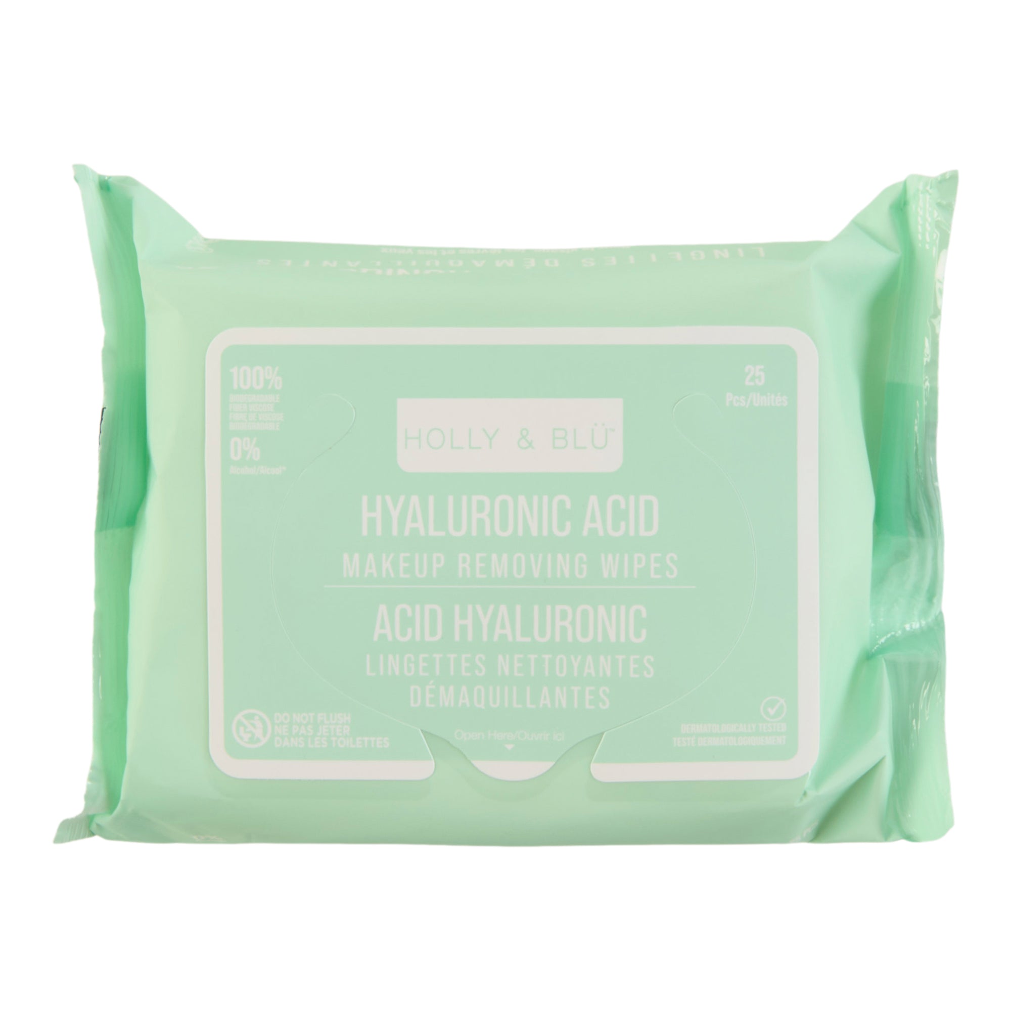 Lingettes démaquillantes avec acide hyaluronique Holly & Blu, emb. de 25