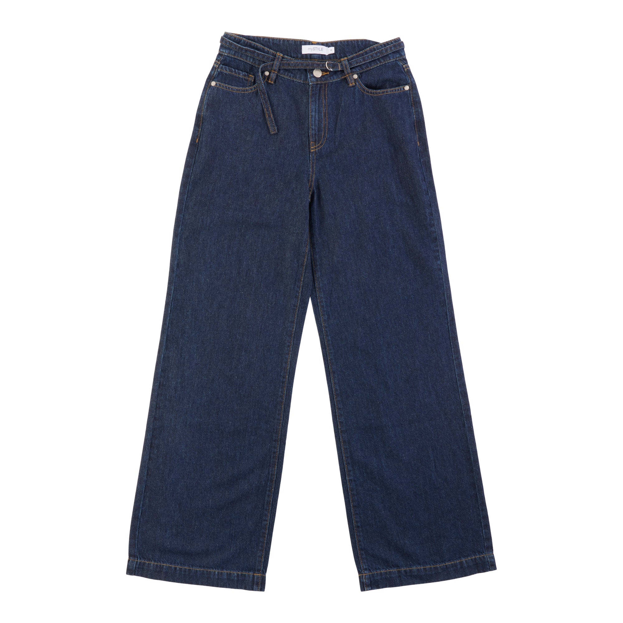 mySTYLE Women's Oxford Wide Belted Denim Pants