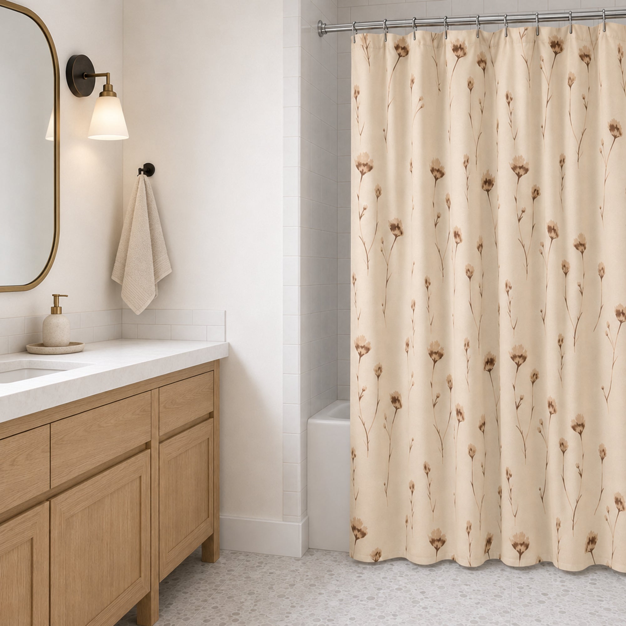 HomeStyles Faux Linen Shower Curtain, 70-in x 72-in.