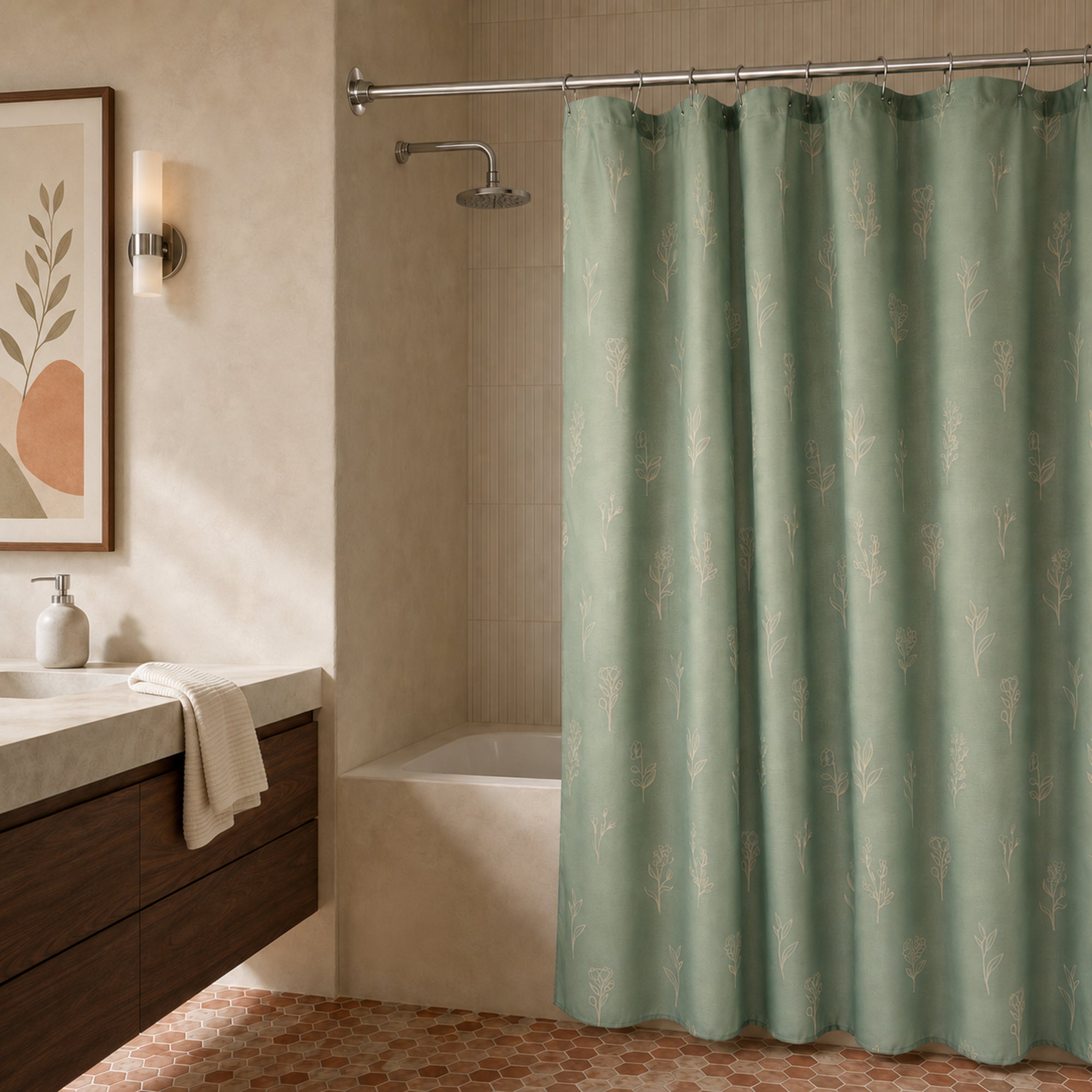 HomeStyles Faux Linen Shower Curtain, 70-in x 72-in.